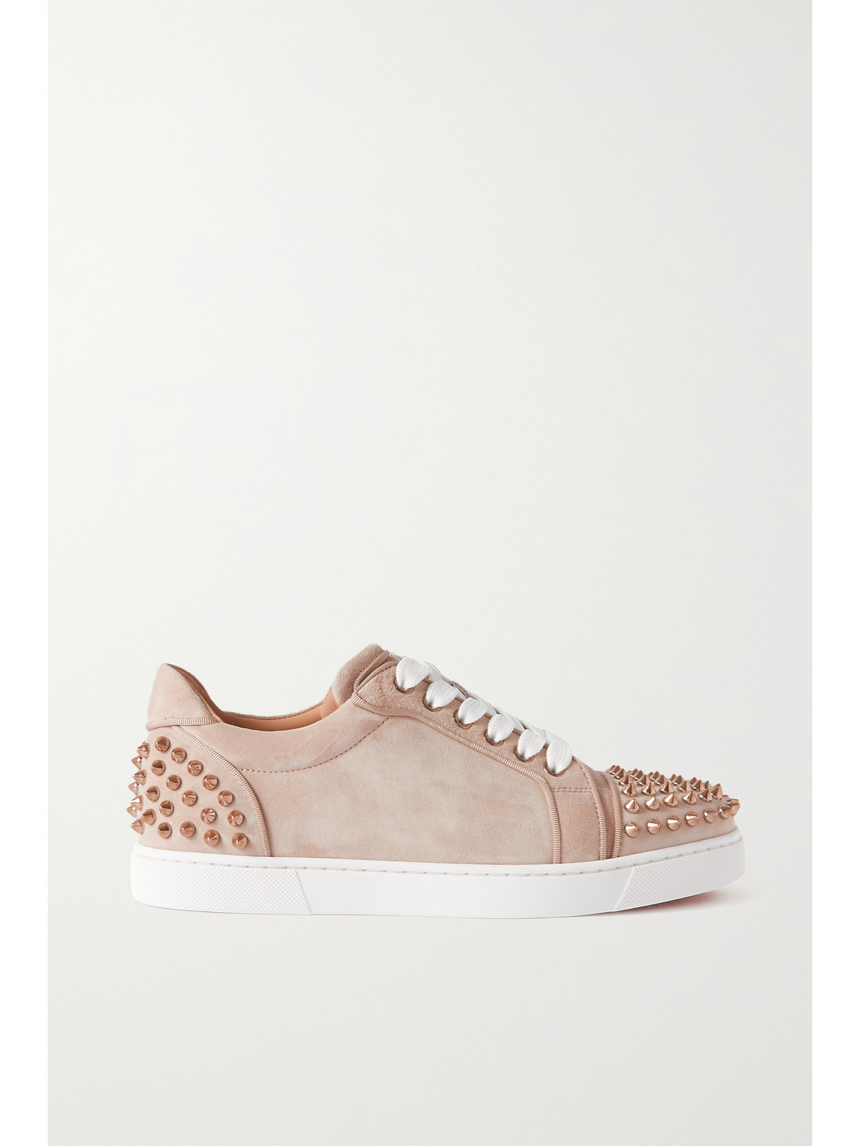 Christian Louboutin Vieira 2 Orlato Embellished Leather Sneakers In Beige