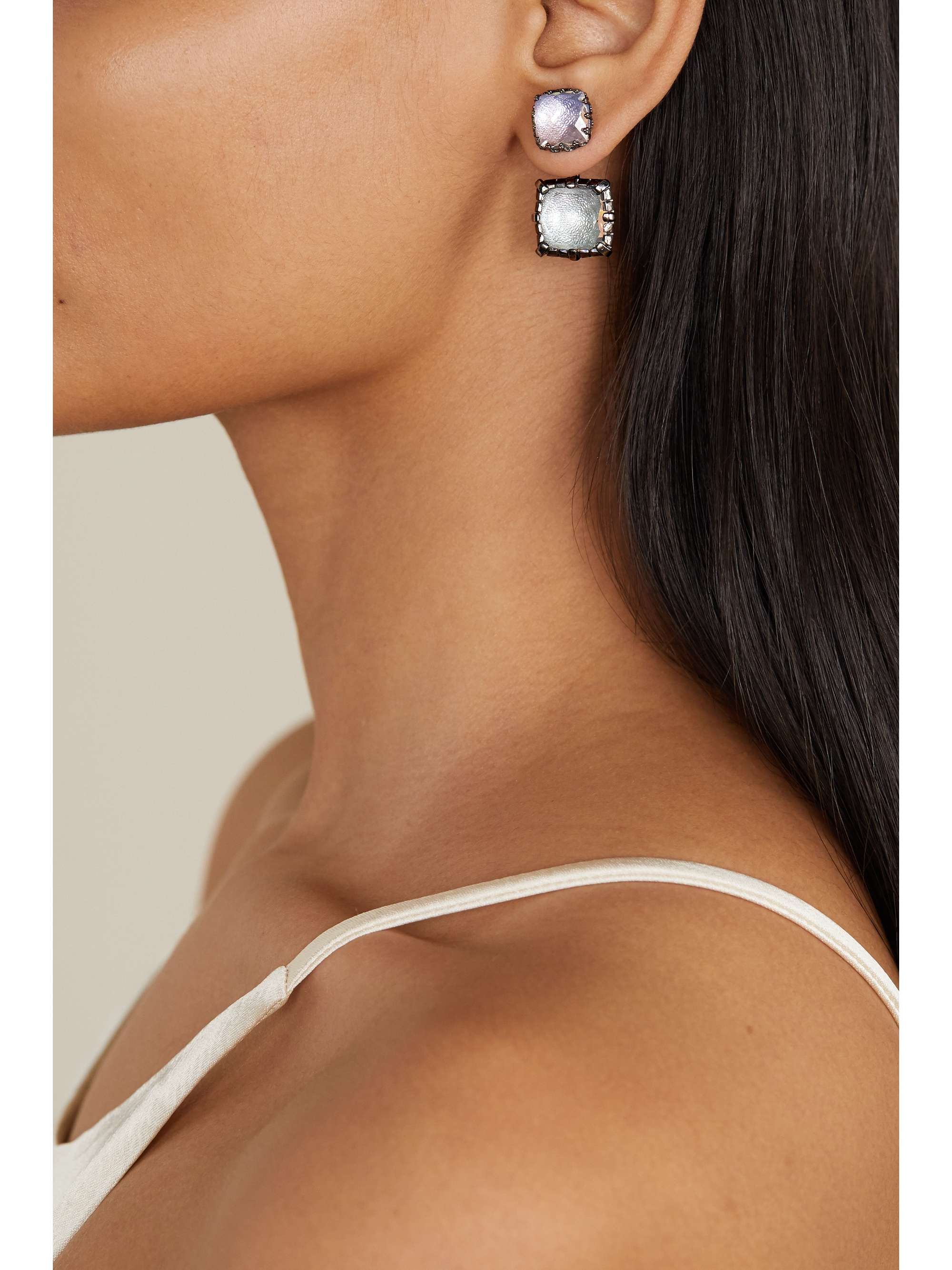 LARKSPUR & HAWK Sadie rhodium-dipped quartz earrings