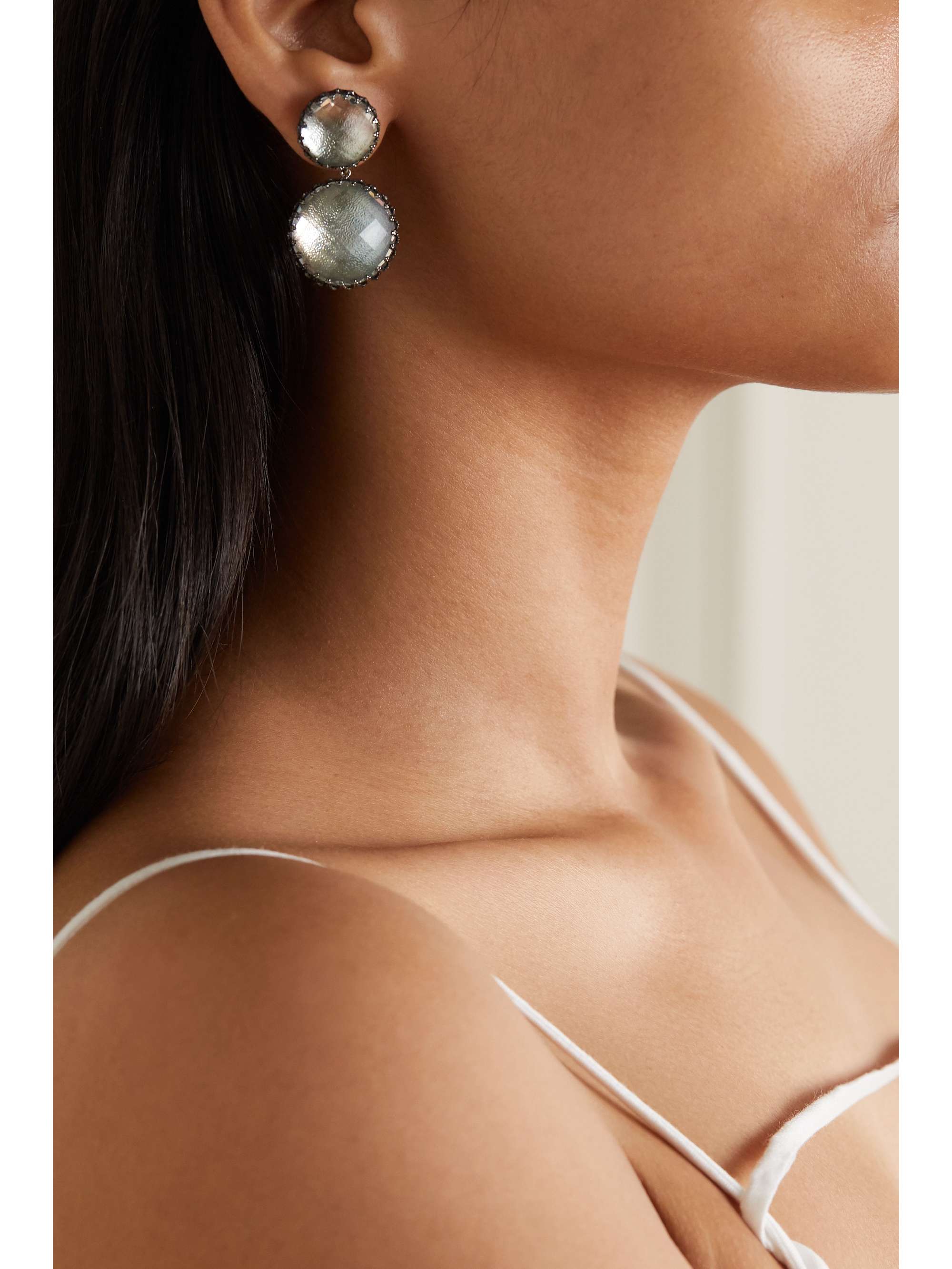 LARKSPUR & HAWK Olivia Large Day Night rhodium-dipped quartz earrings