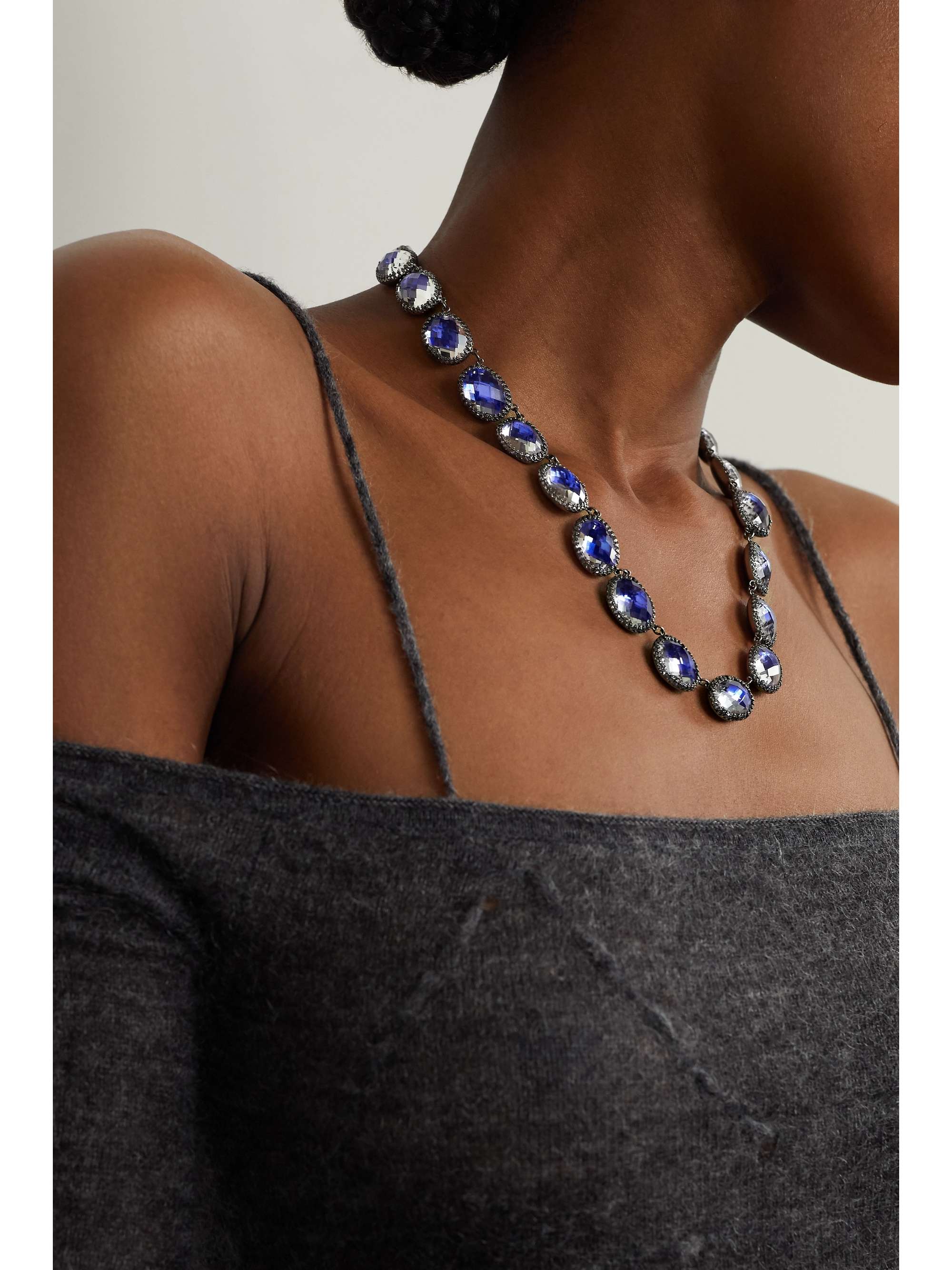 LARKSPUR & HAWK Lily Rivière rhodium-dipped quartz necklace