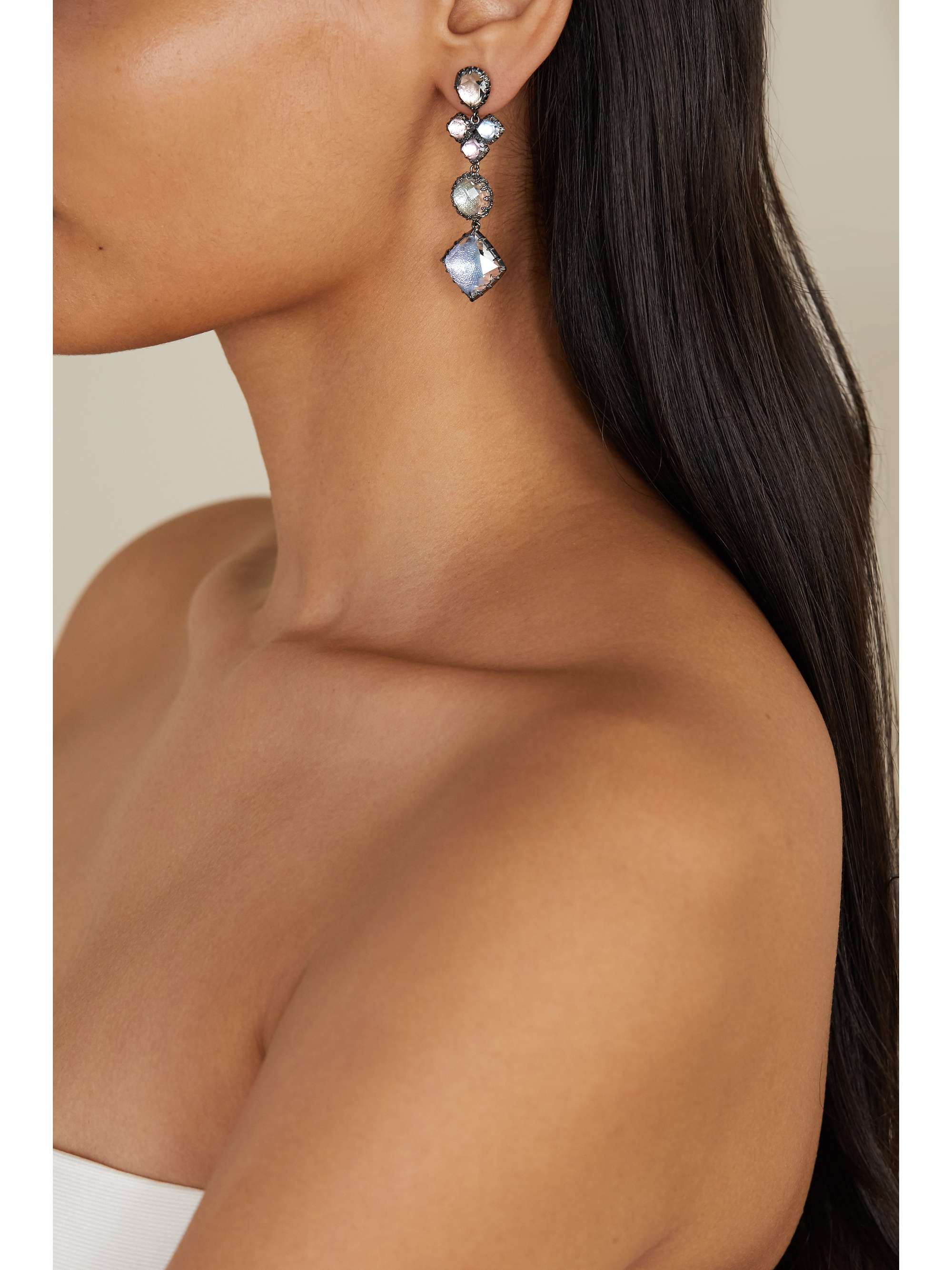 LARKSPUR & HAWK Sadie convertible rhodium-dipped quartz earrings