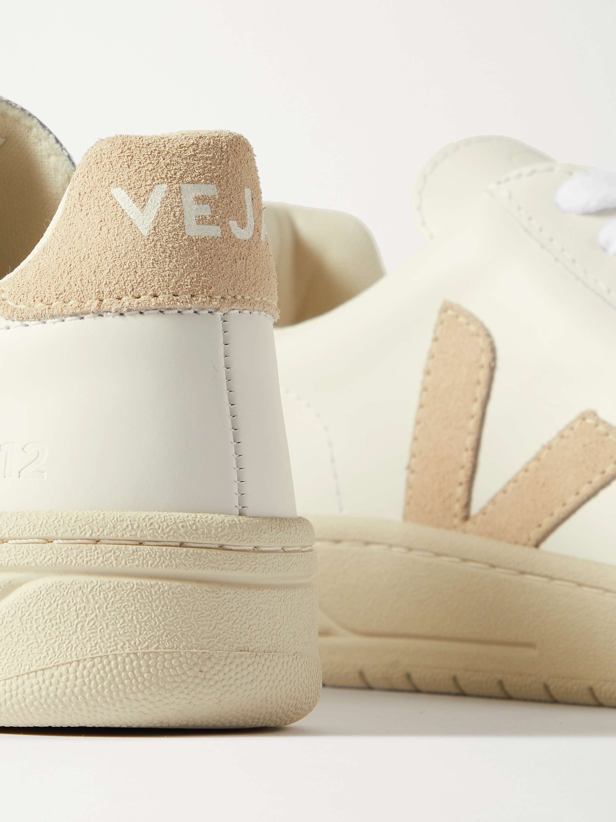 VEJA V-12 suede-trimmed leather sneakers