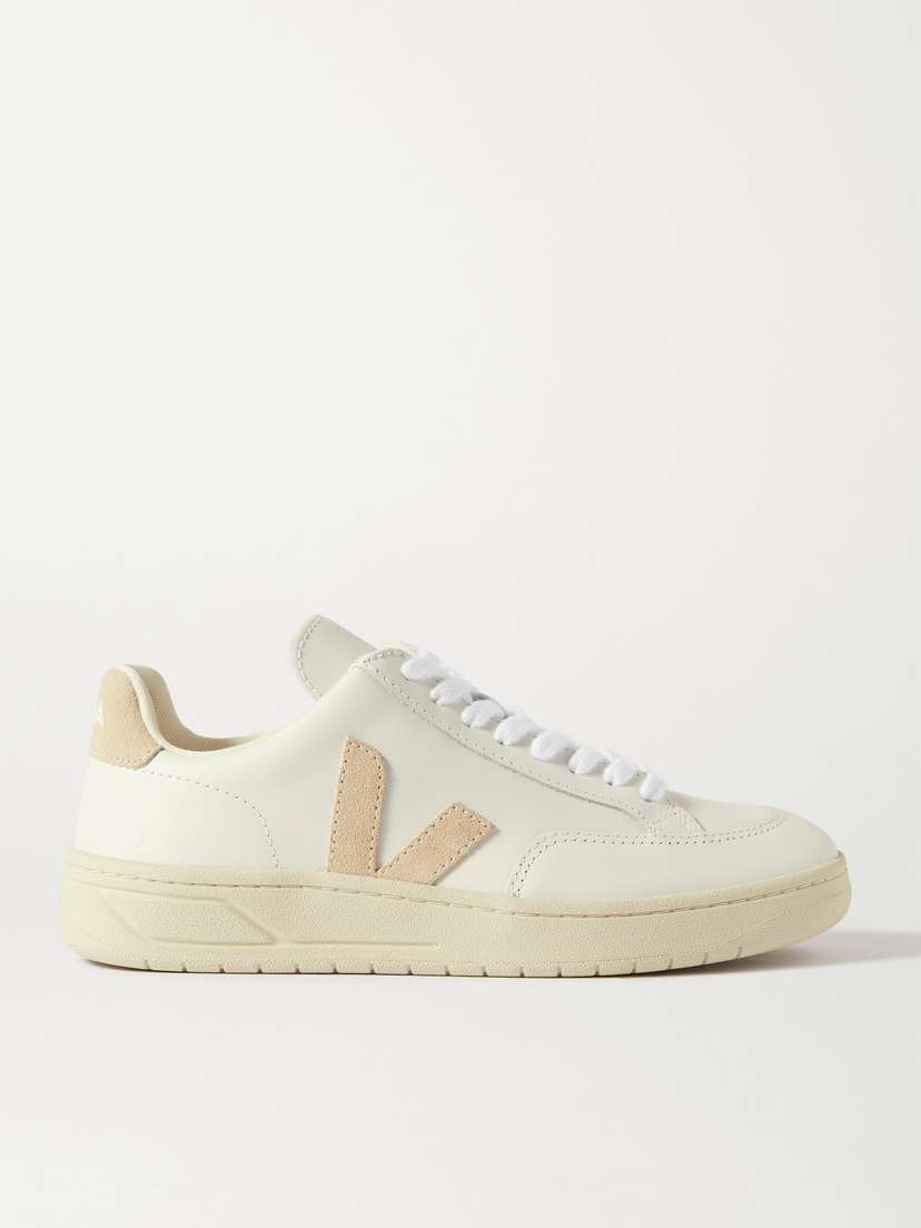 Veja + Net Sustain V-12 Suede-trimmed Leather Sneakers