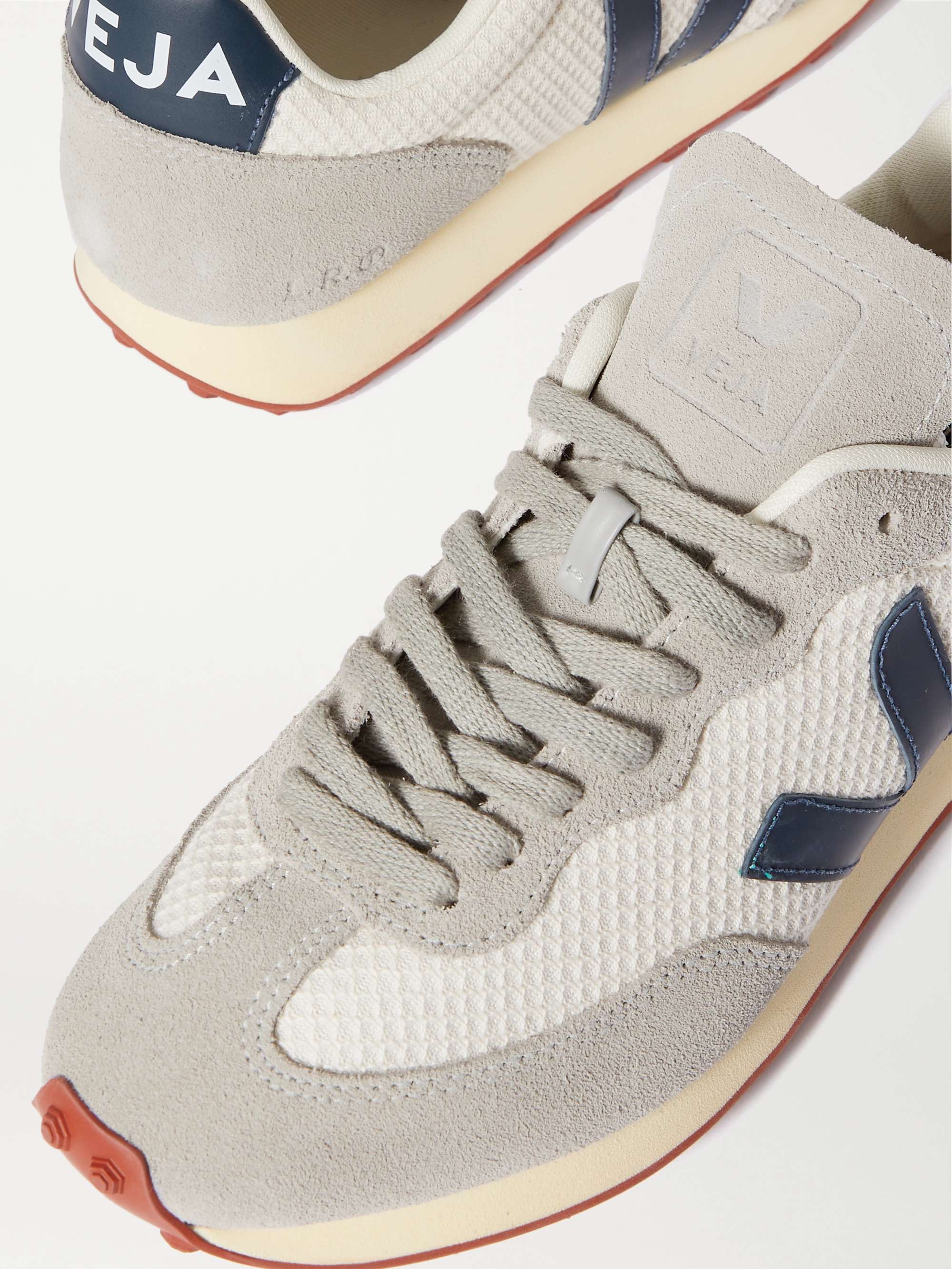 VEJA + NET SUSTAIN Rio Branco leather-trimmed suede and mesh sneakers