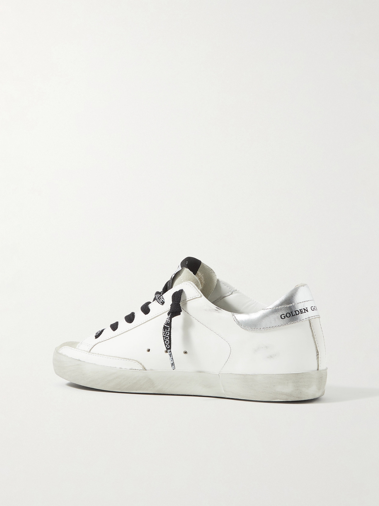 Golden Goose Superstar Distressed Leather And Suede Sneakers In White