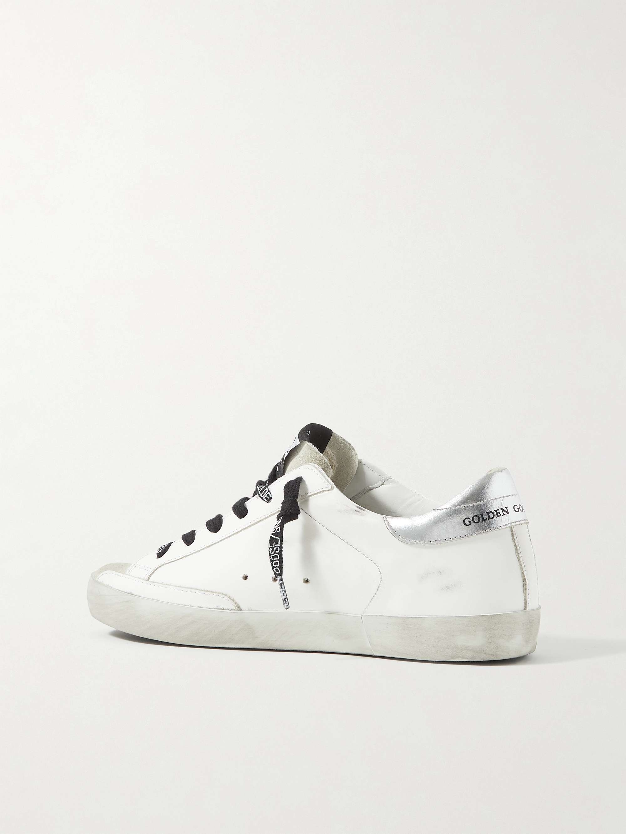 GOLDEN GOOSE Superstar faux pearl-embellished distressed leather sneakers