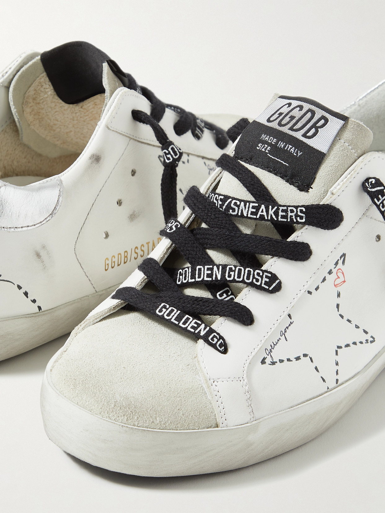 Golden Goose Superstar Distressed Leather And Suede Sneakers In White