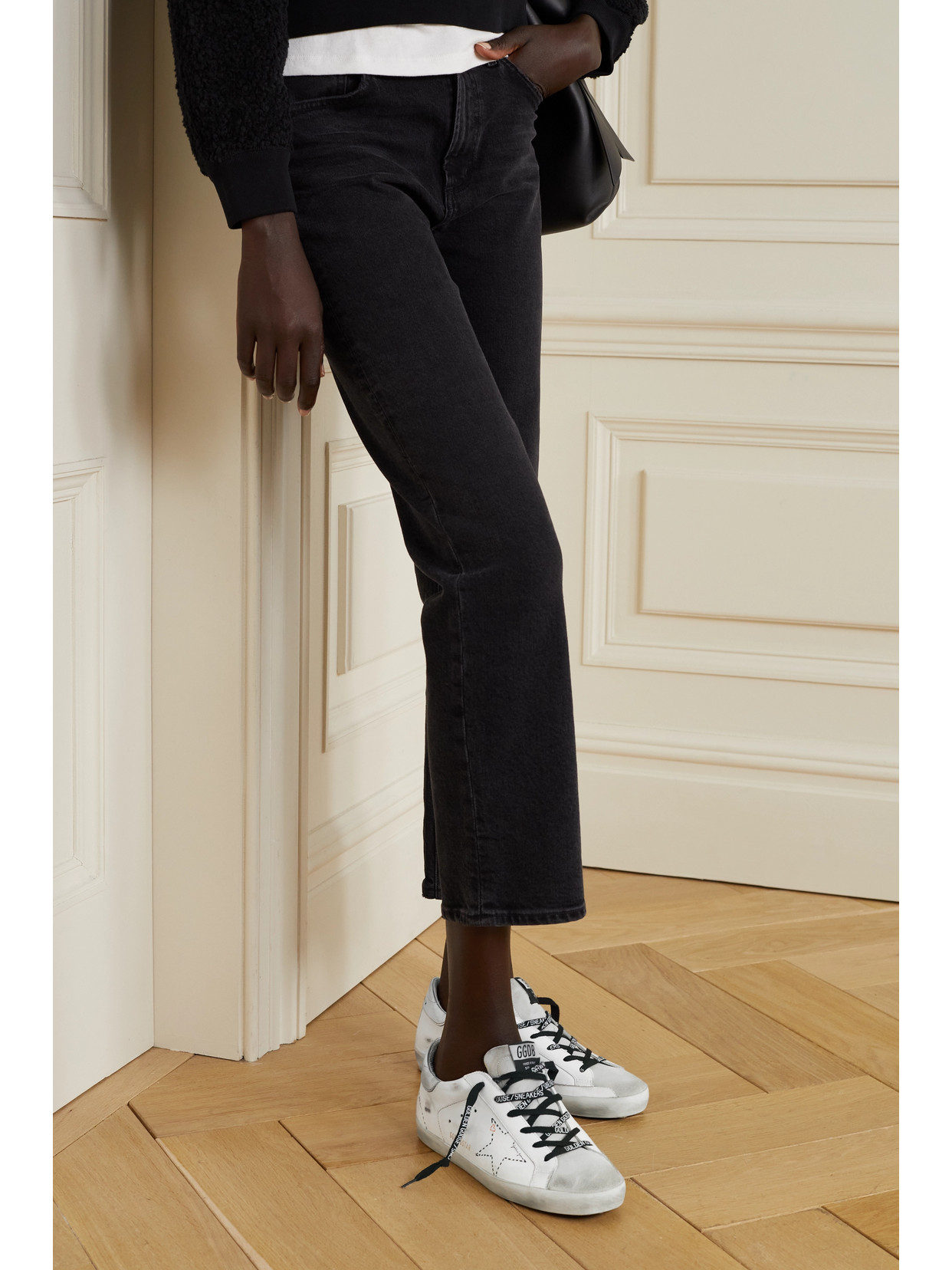 Golden Goose Superstar Distressed Leather And Suede Sneakers In White