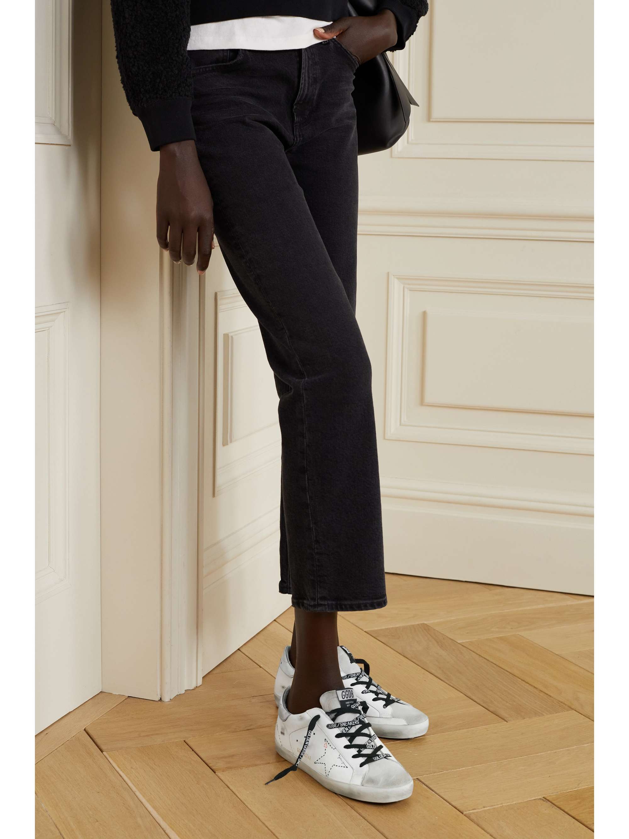 GOLDEN GOOSE Superstar faux pearl-embellished distressed leather sneakers