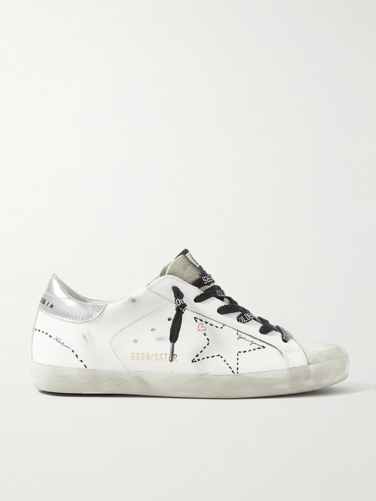 Golden Goose Superstar Distressed Leather And Suede Sneakers In White