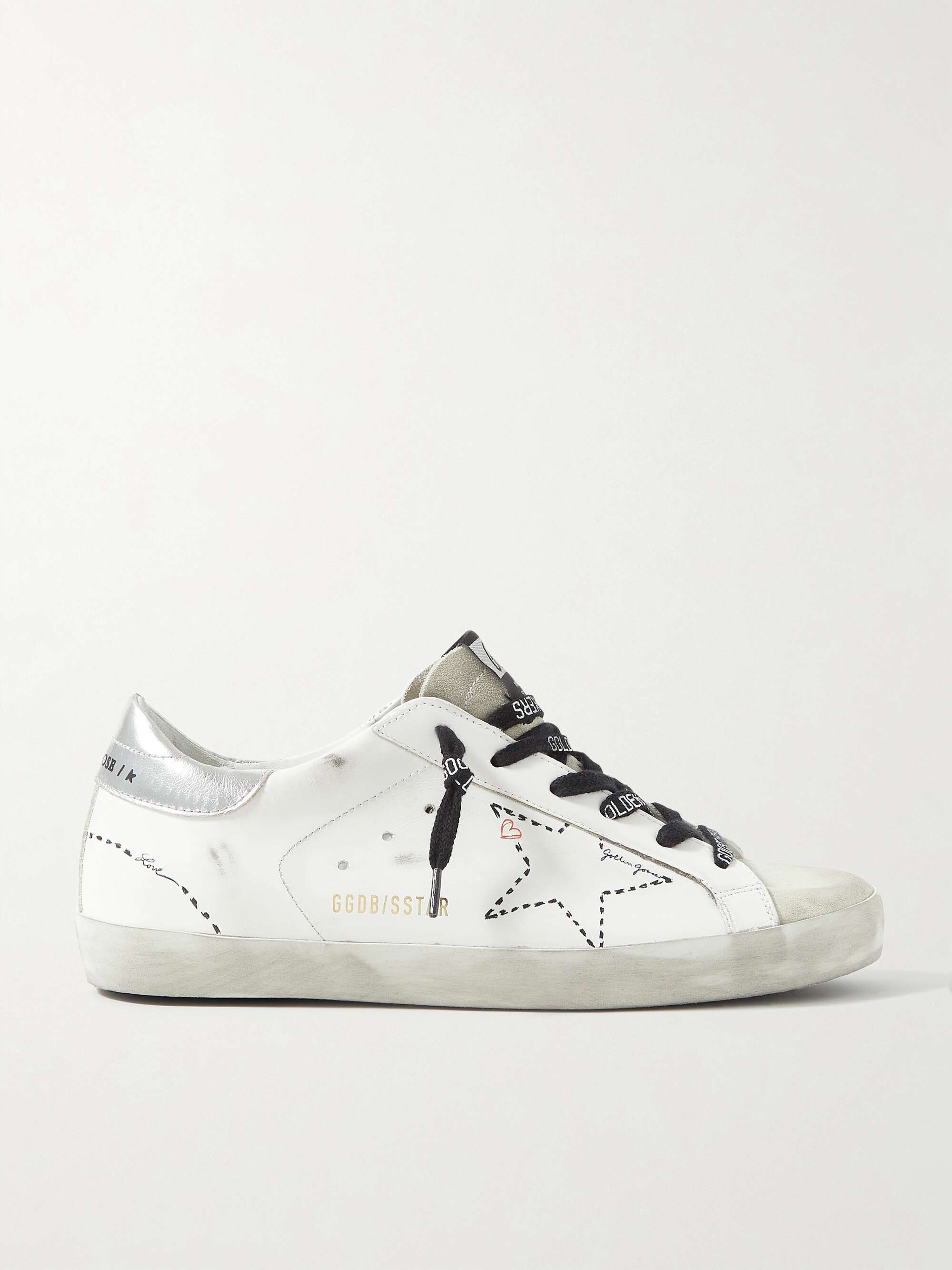 GOLDEN GOOSE Superstar distressed leather and suede sneakers | NET-A-PORTER