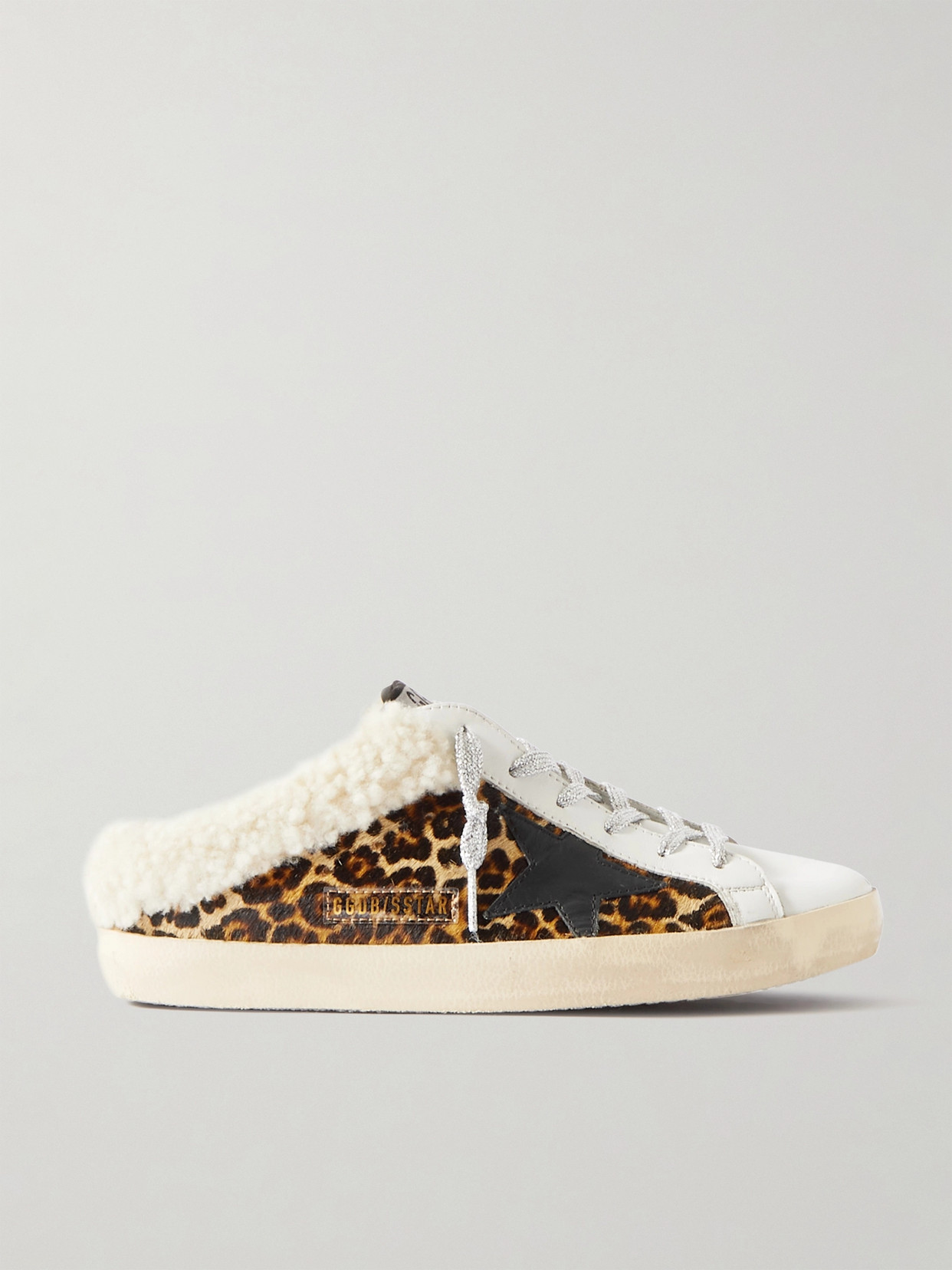 Golden Goose - Sabot Distressed Leopard-print Calf Hair, Leather And Shearling Slip-on Sneakers - Leopard print
