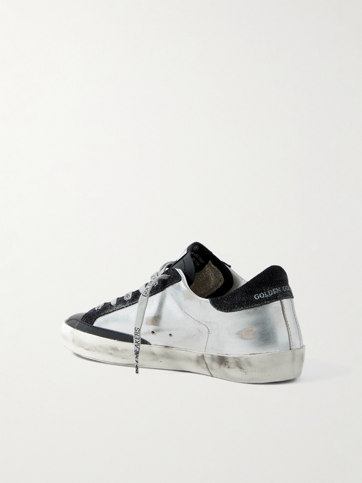 Golden Goose Superstar Metallic Distressed Leather And Suede Sneakers In White