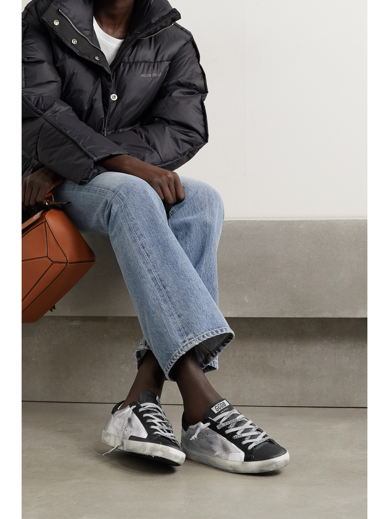 Golden Goose Superstar Metallic Distressed Leather And Suede Sneakers In White