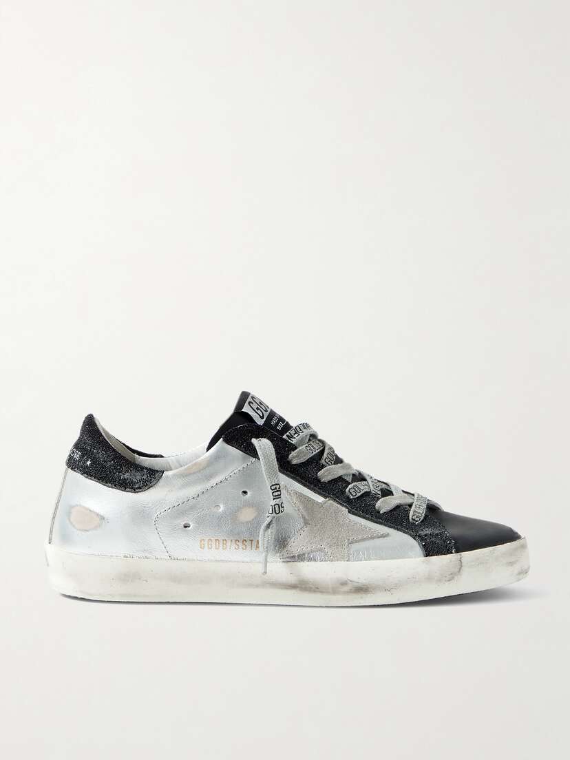 Golden Goose Superstar Metallic Distressed Leather And Suede Sneakers