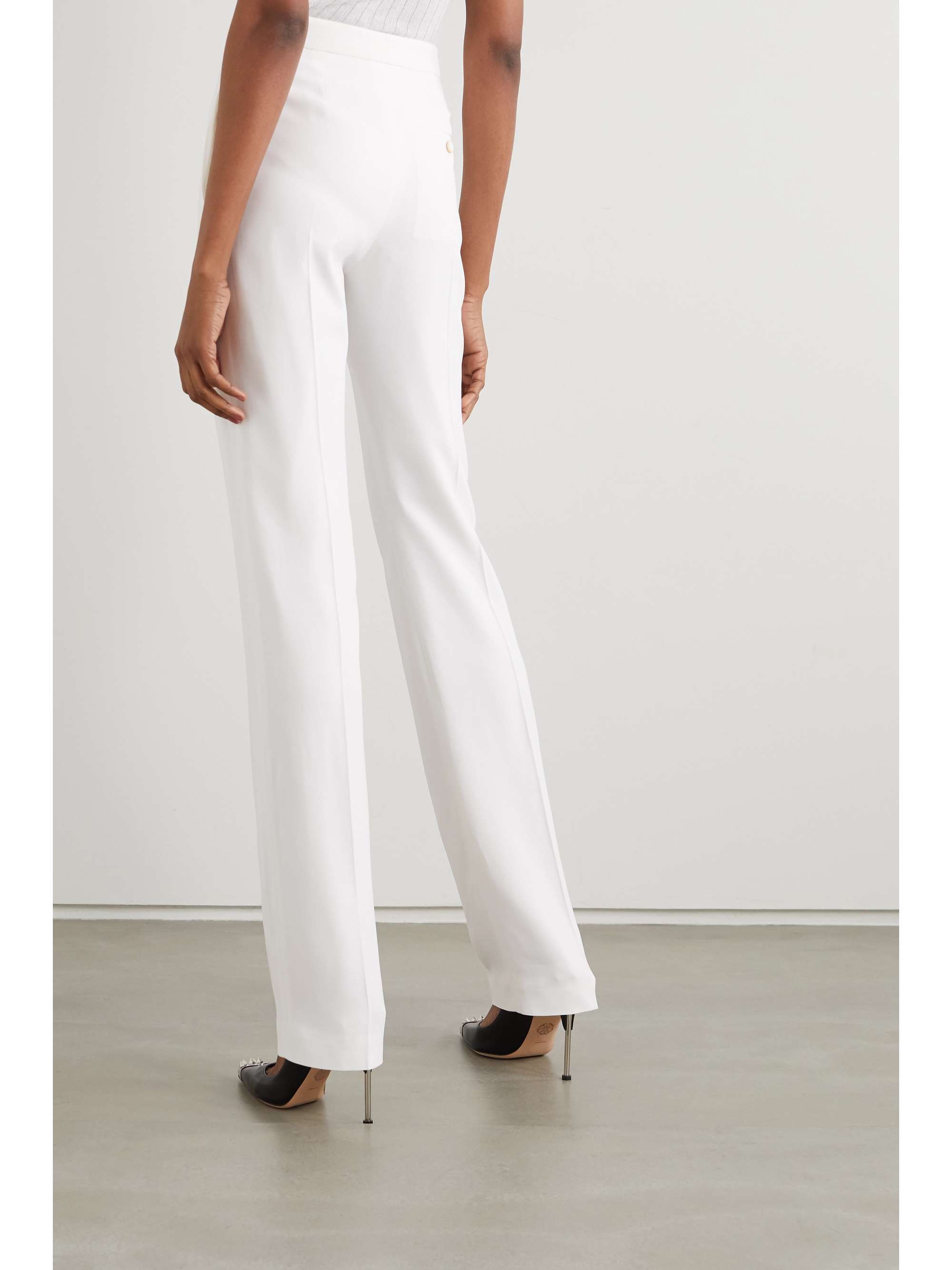 White Crepe slim-leg pants | ALEXANDER 