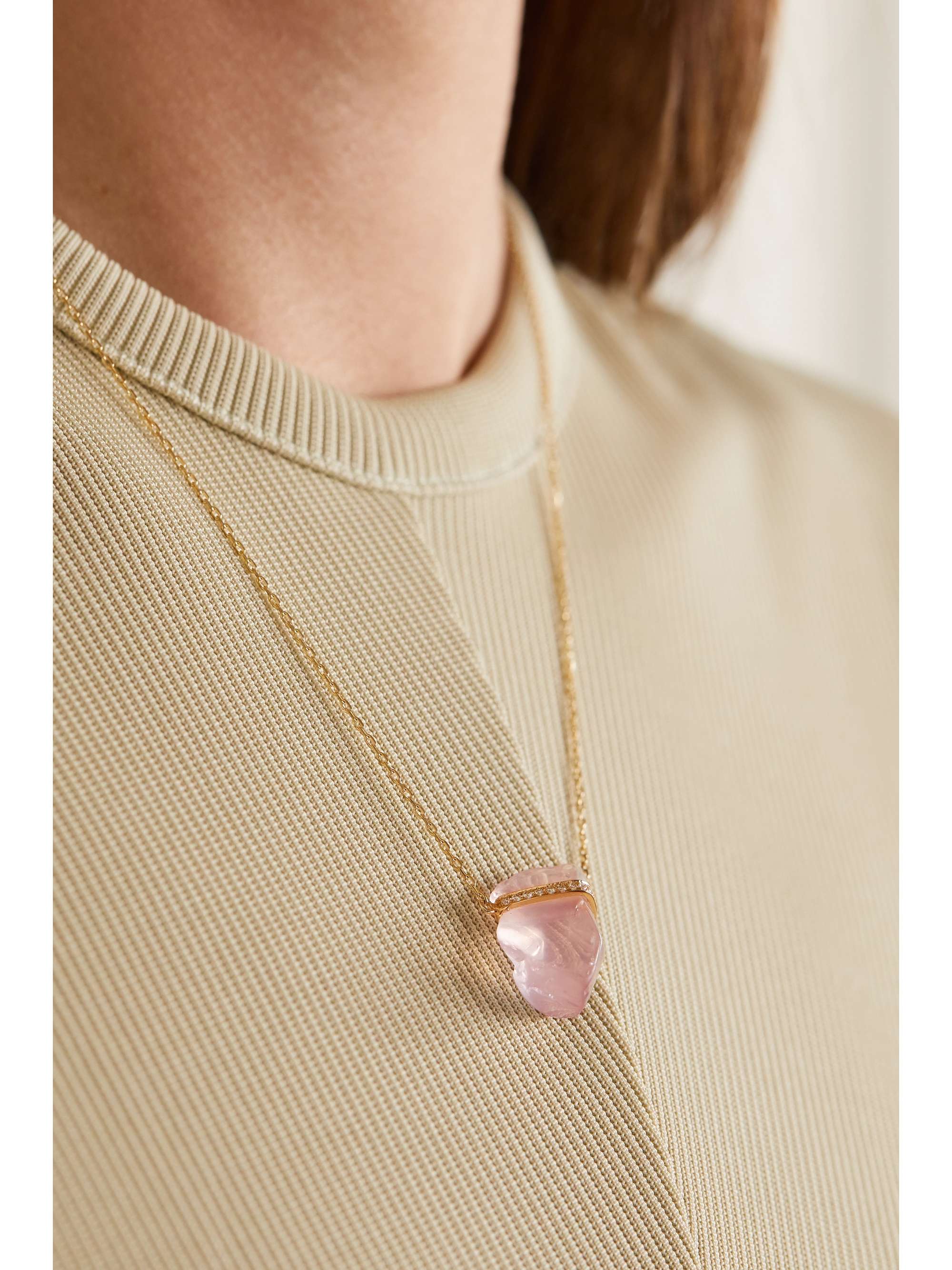 JIA JIA 14-karat gold, quartz and diamond necklace