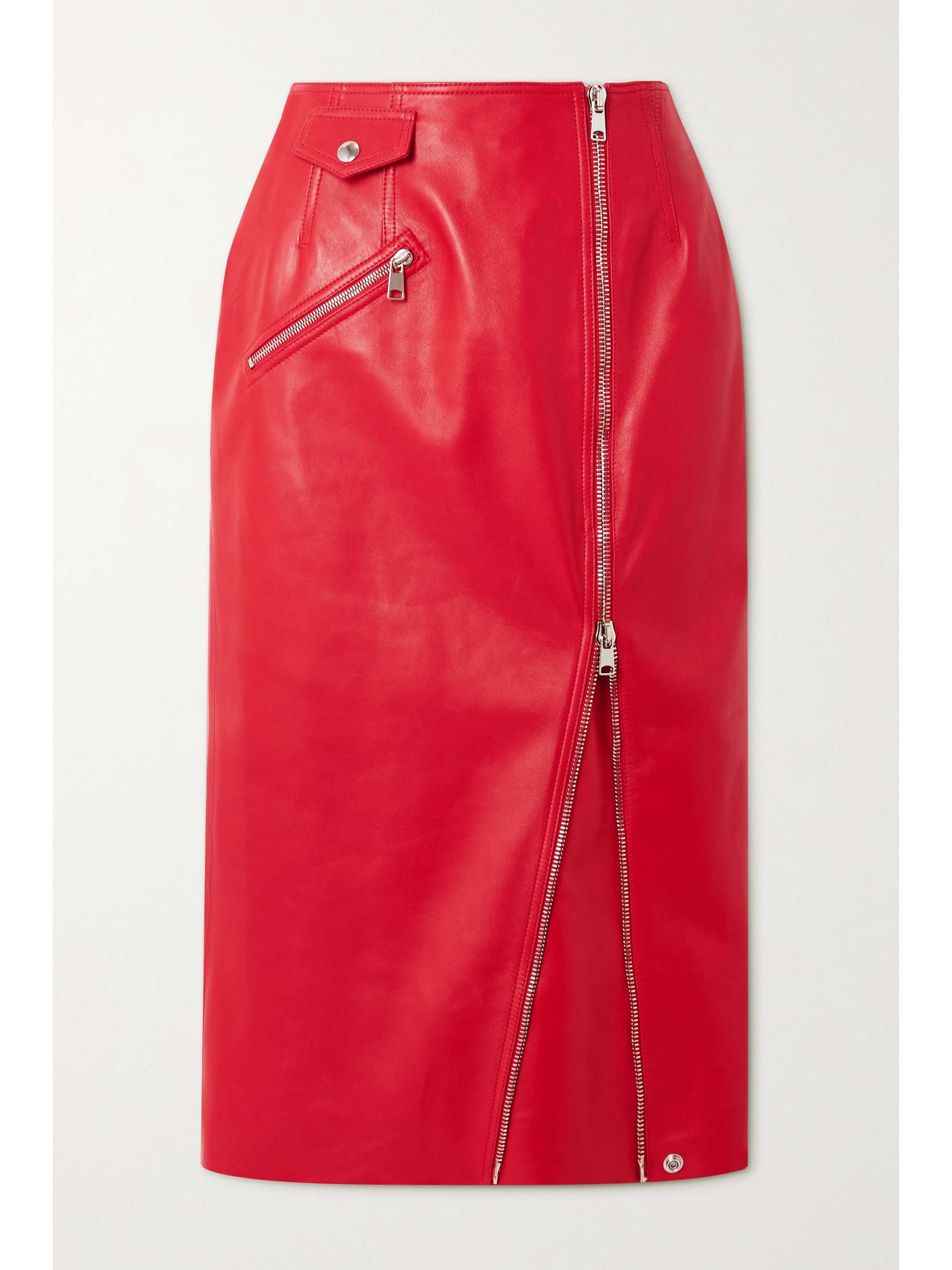 red embellished pencil skirt