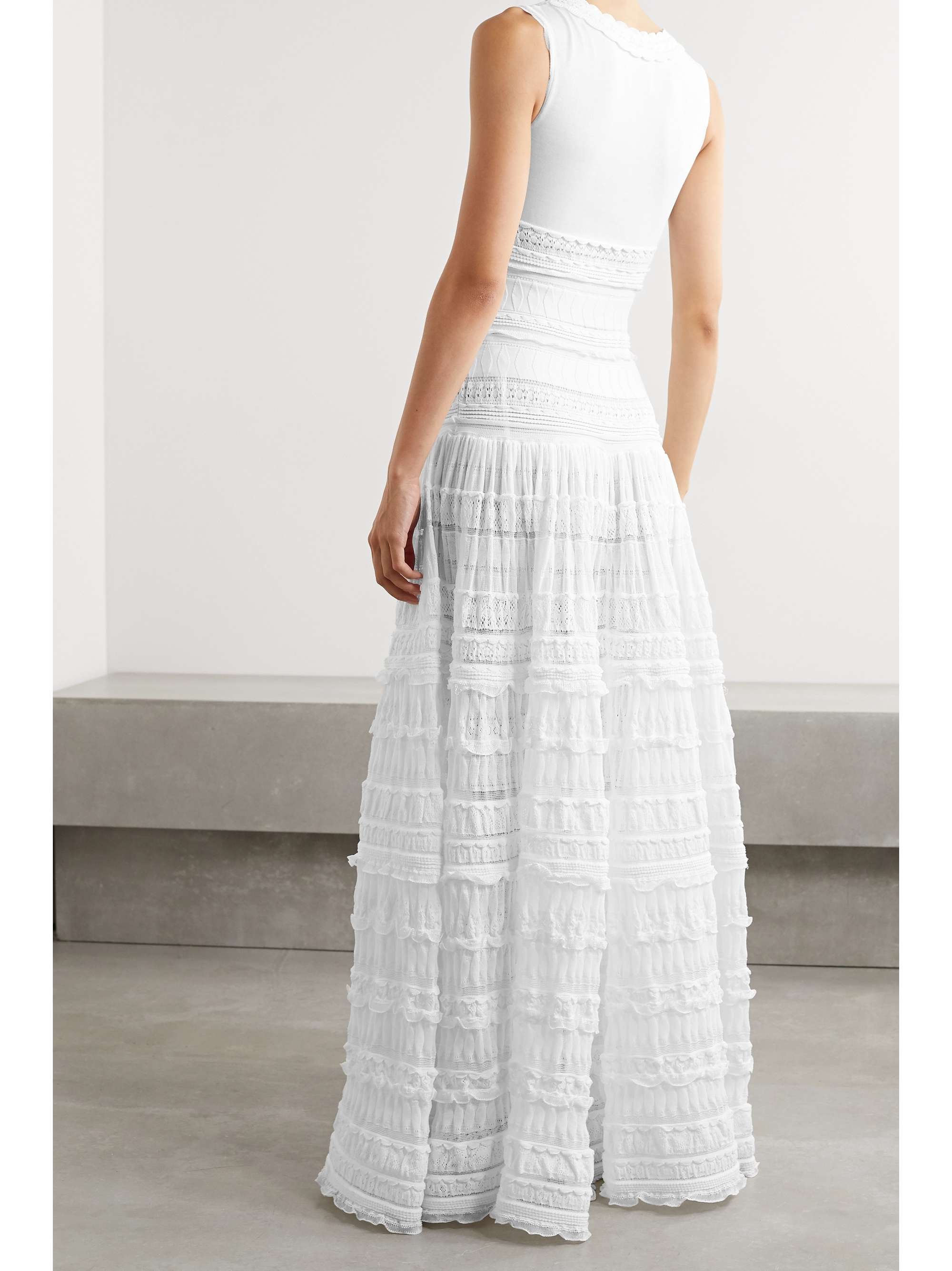 ALAÏA Editions ruffled crocheted cotton-blend maxi dress