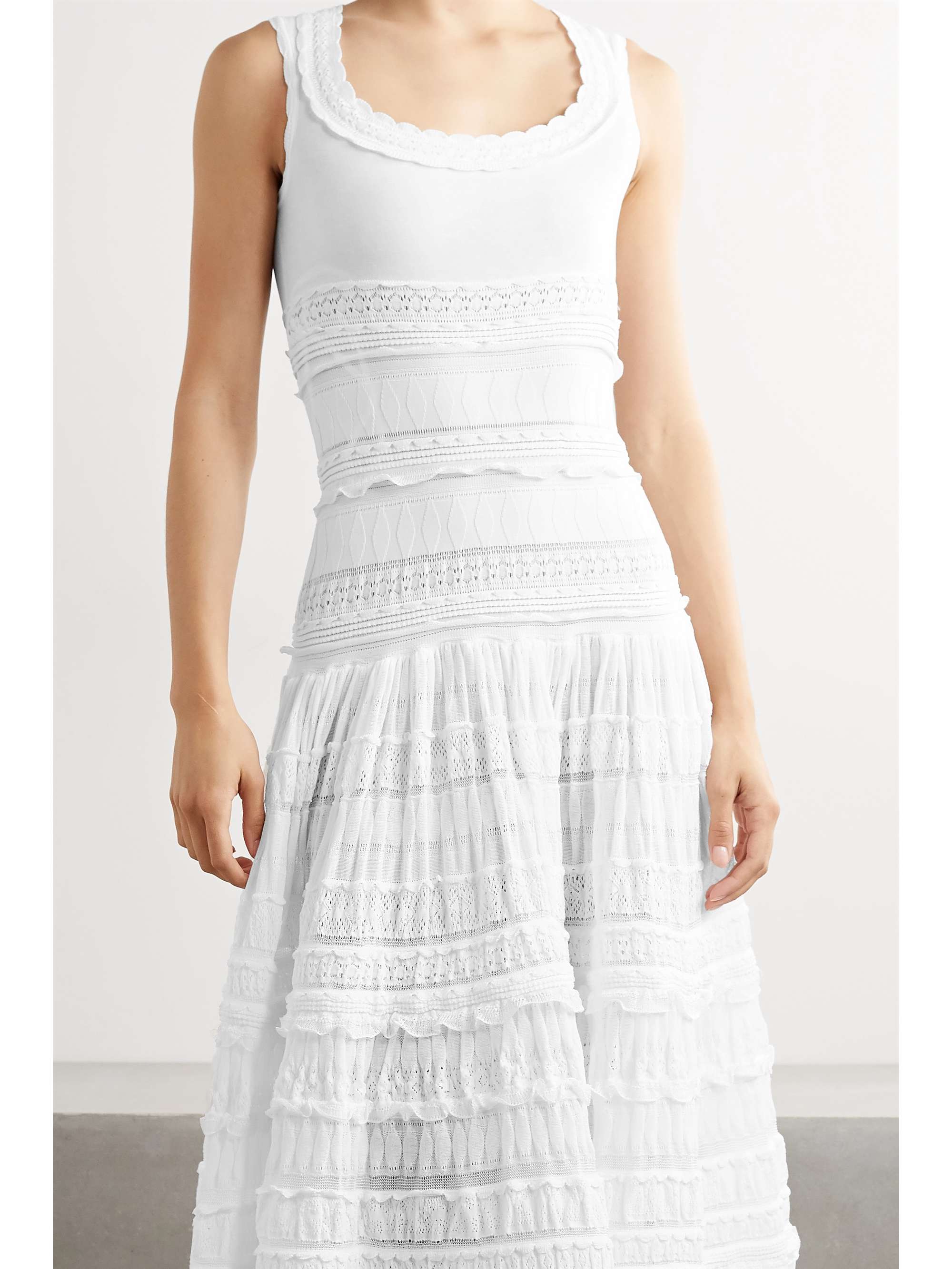 ALAÏA Editions ruffled crocheted cotton-blend maxi dress