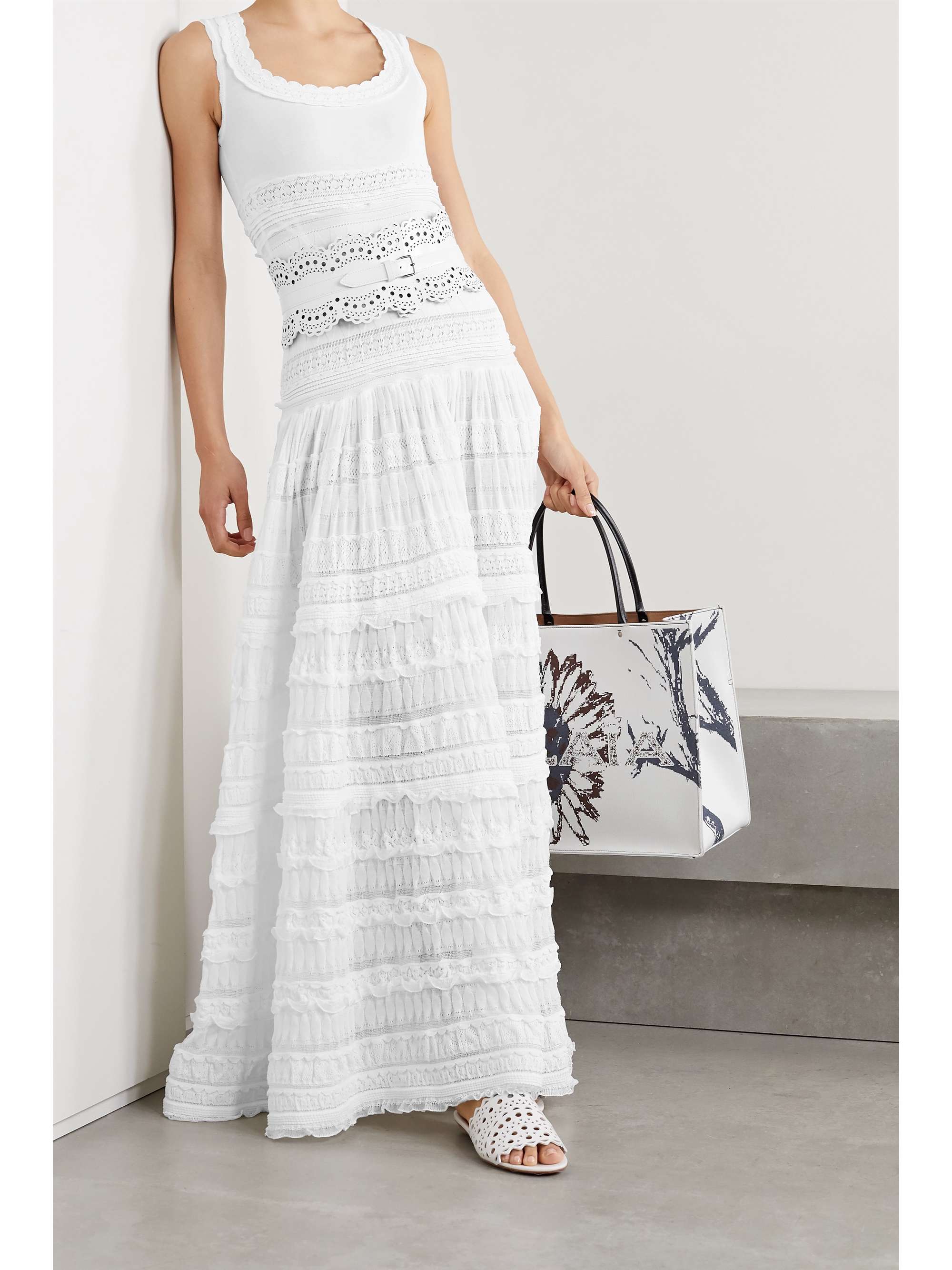 ALAÏA Editions ruffled crocheted cotton-blend maxi dress