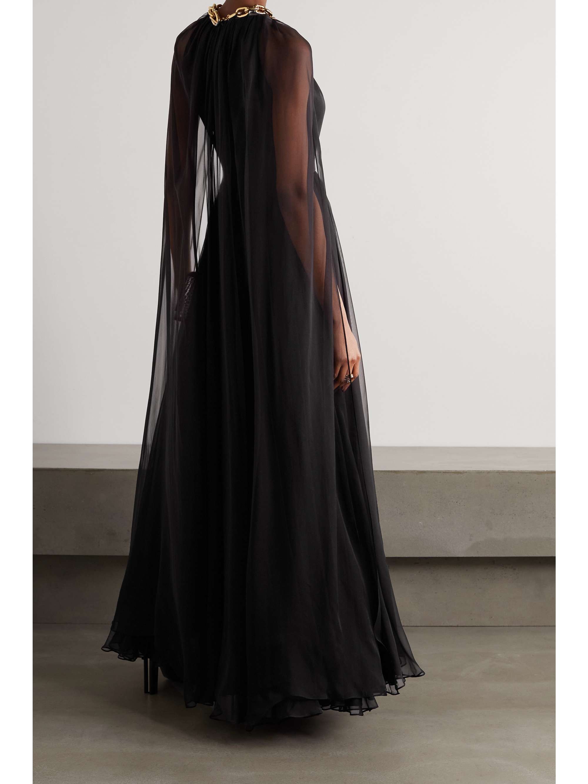 black chiffon cape