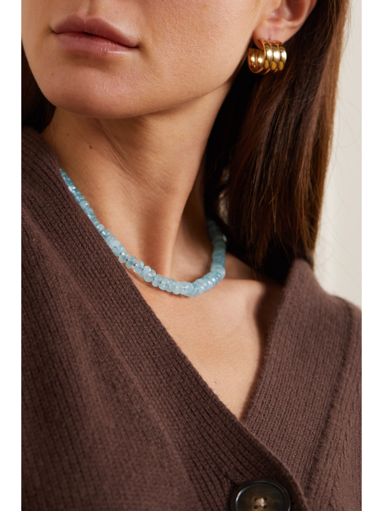 Shop Jia Jia Oracle Gold Aquamarine Necklace In Blue