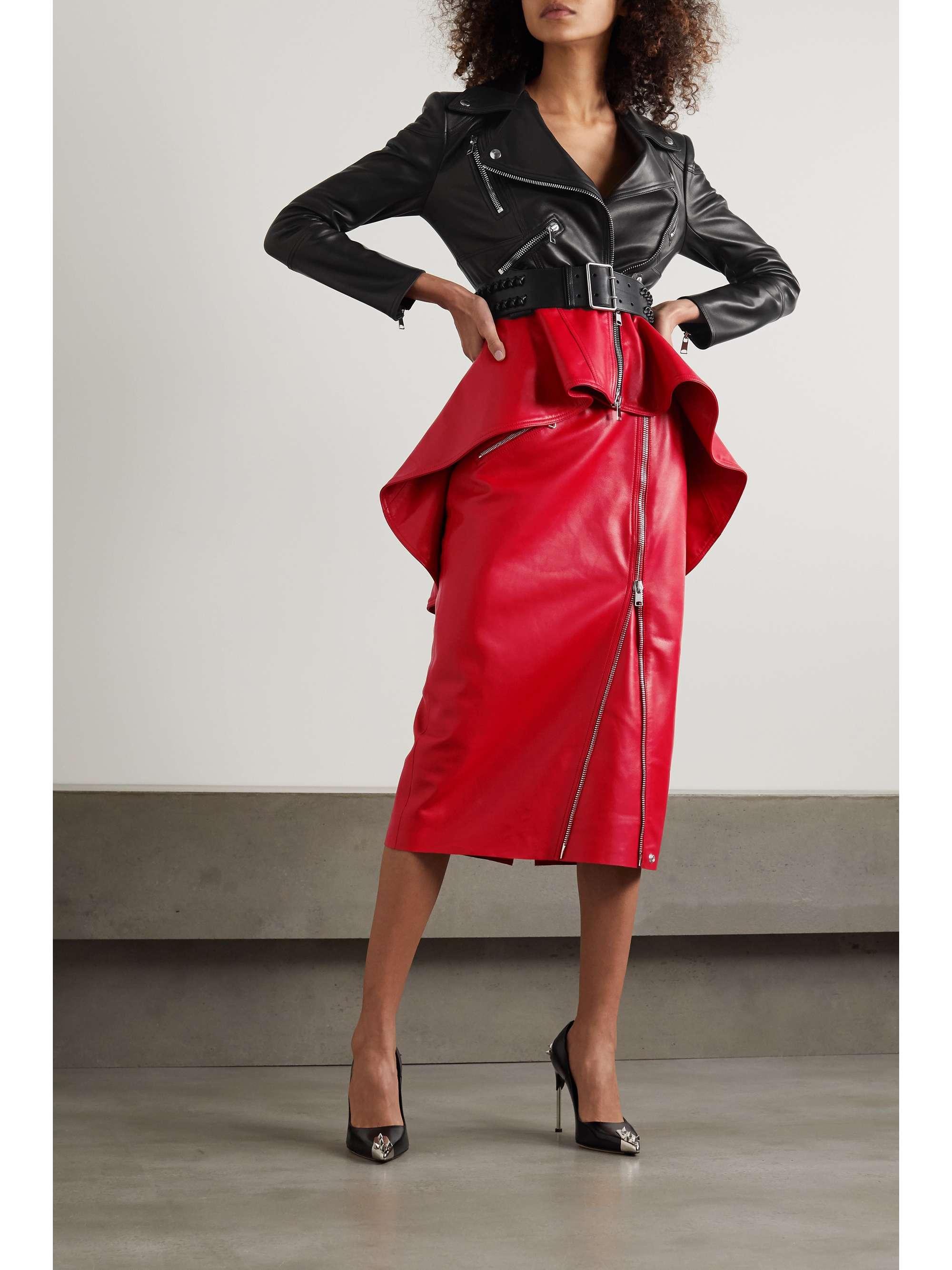 alexander mcqueen red leather jacket