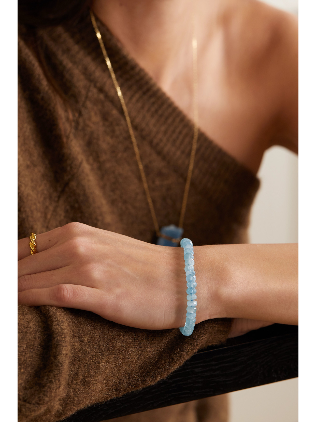 Shop Jia Jia Oracle Gold Aquamarine Bracelet In Blue