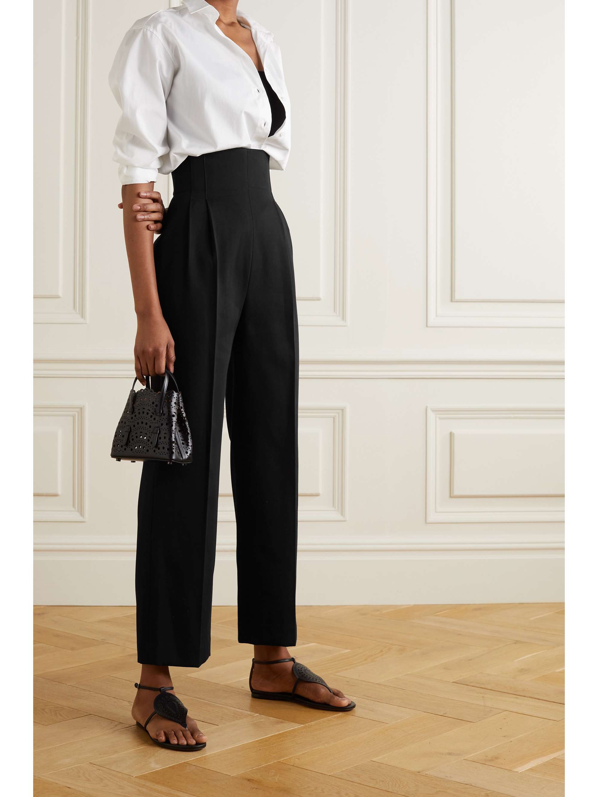 Cotton-gabardine straight-leg pants 