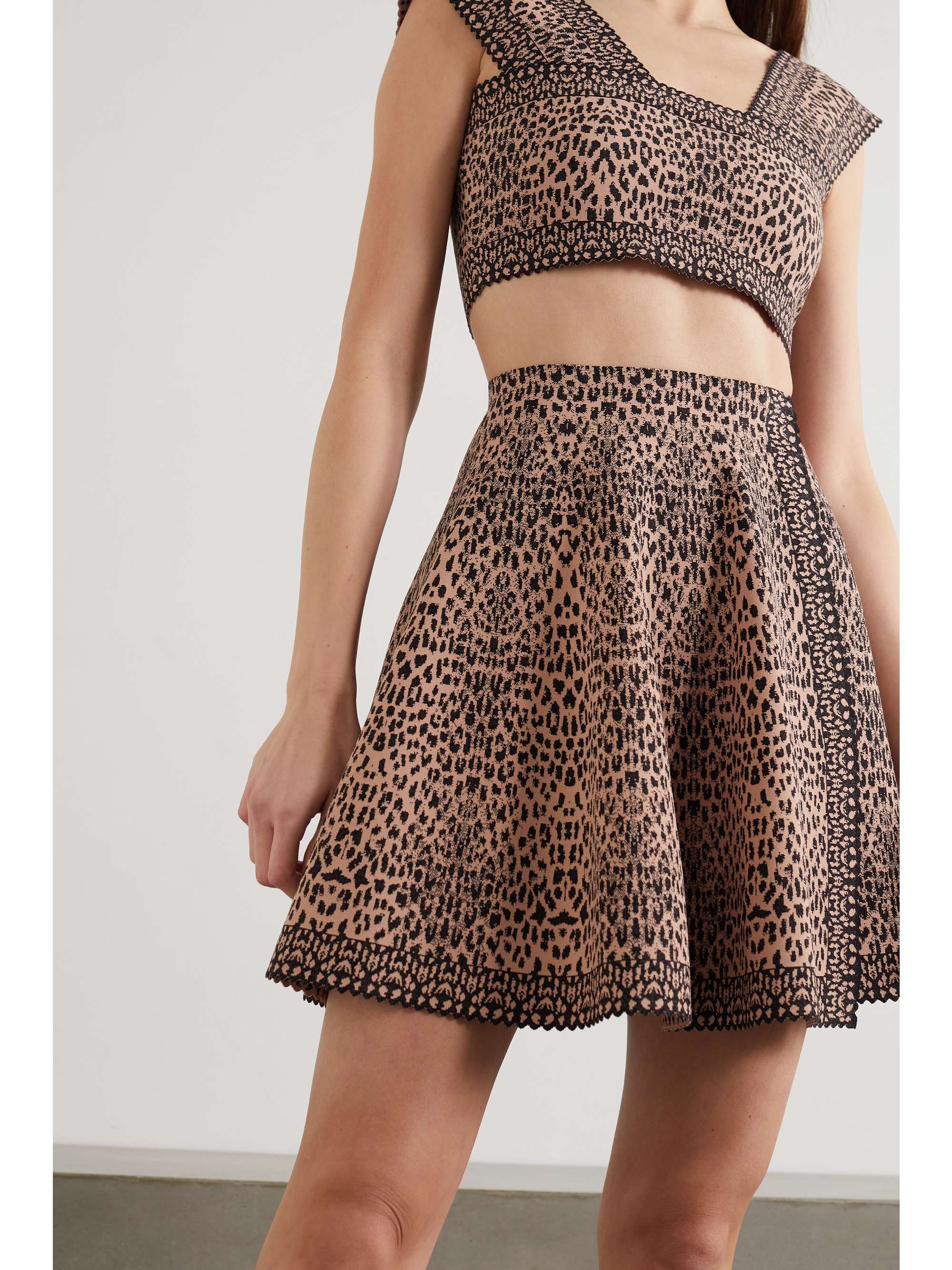 ALAÏA Pleated jacquard-knit mini skirt