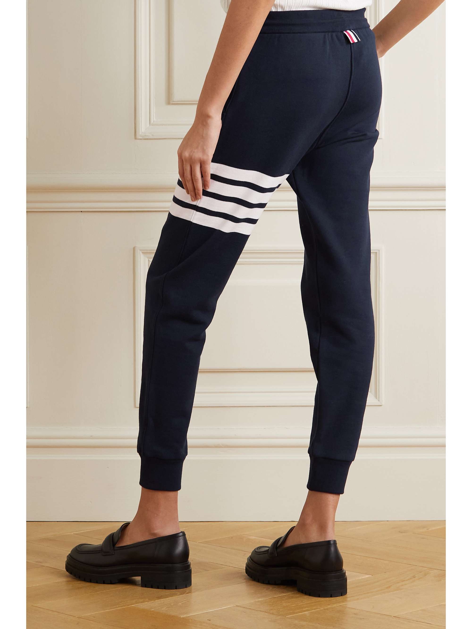 THOM BROWNE Striped mélange cotton-jersey track pants