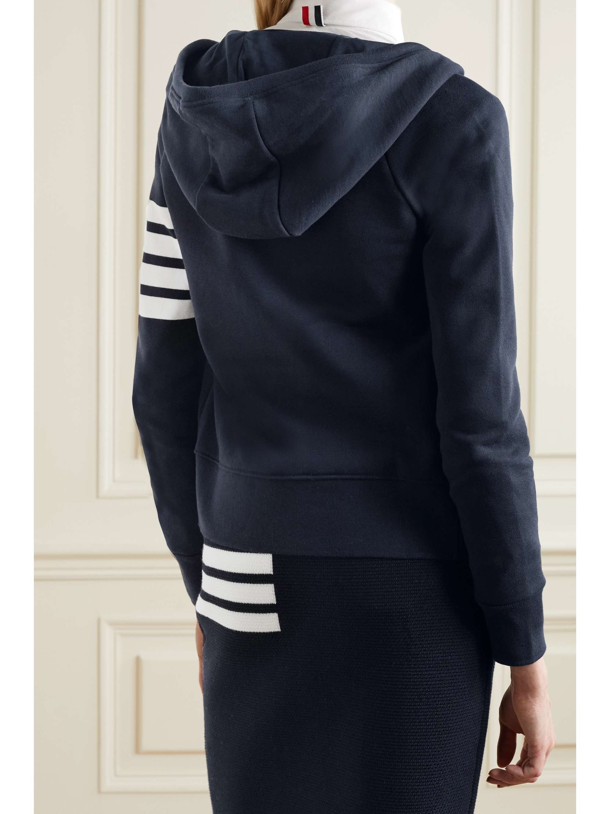 THOM BROWNE Striped cotton-jersey hoodie