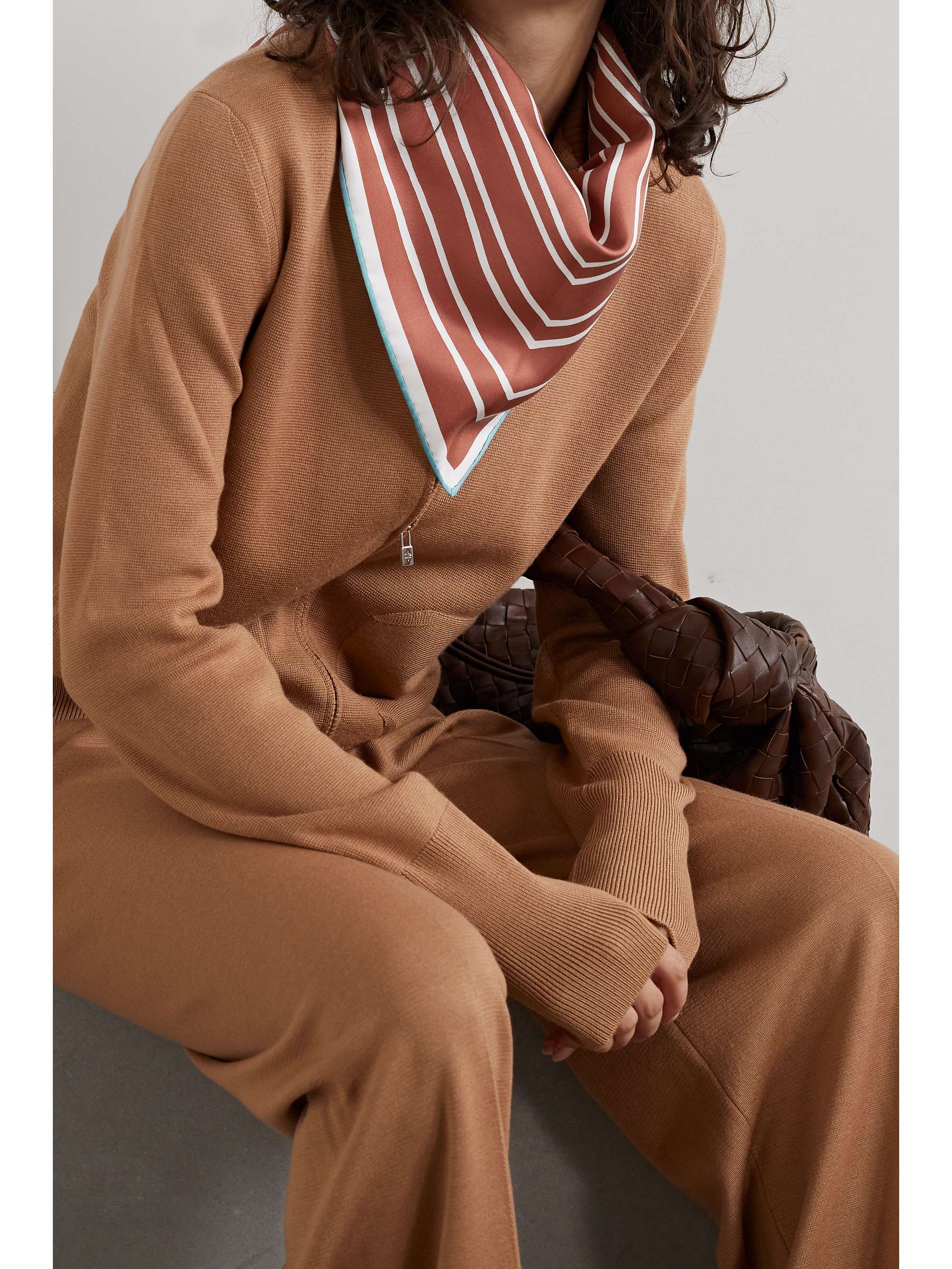 LORO PIANA Striped silk-satin twill scarf