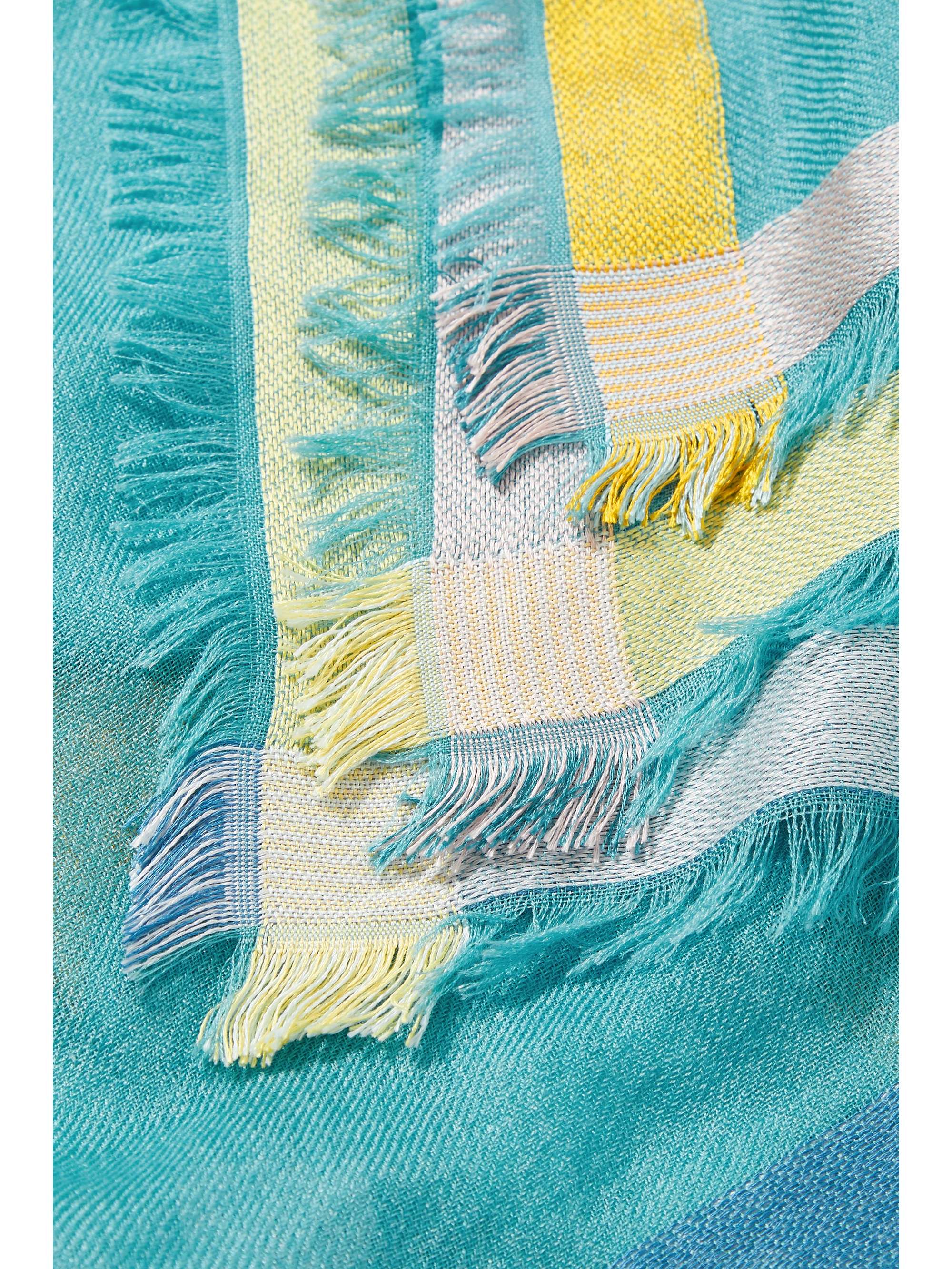 LORO PIANA Fringed striped cashmere and silk-blend scarf