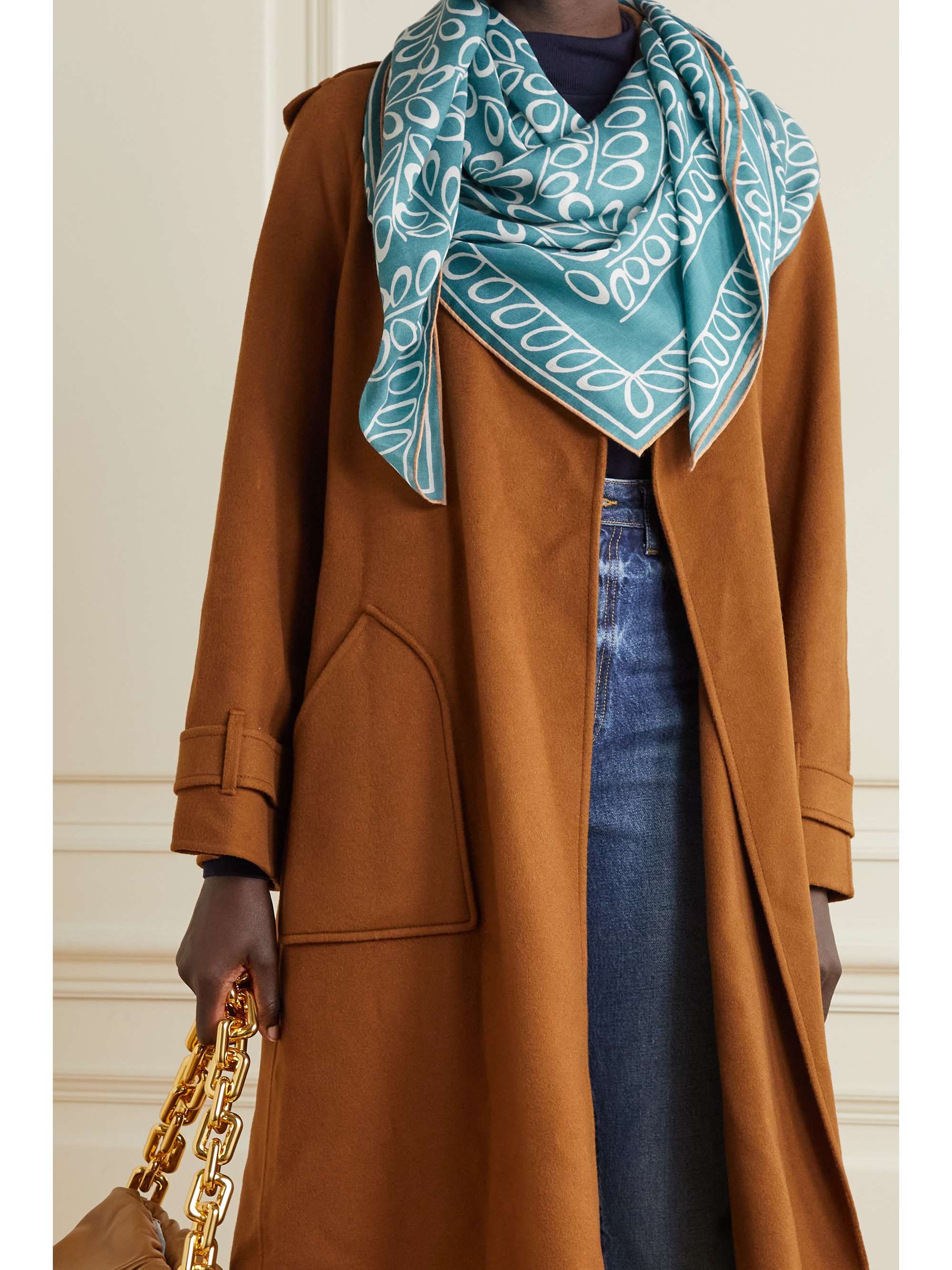 LORO PIANA Printed cashmere and silk-blend twill scarf