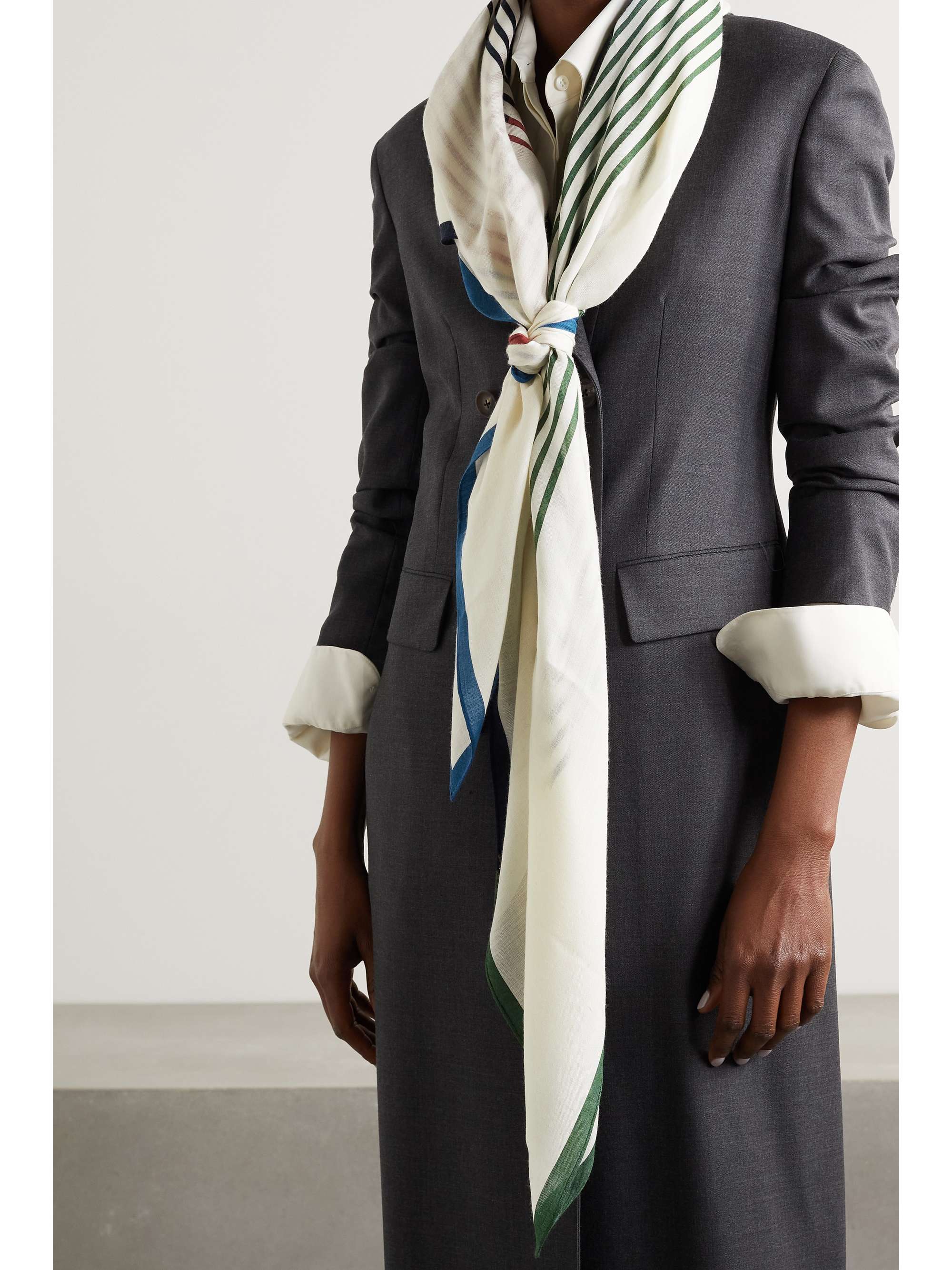 LORO PIANA Printed cashmere and silk-blend scarf