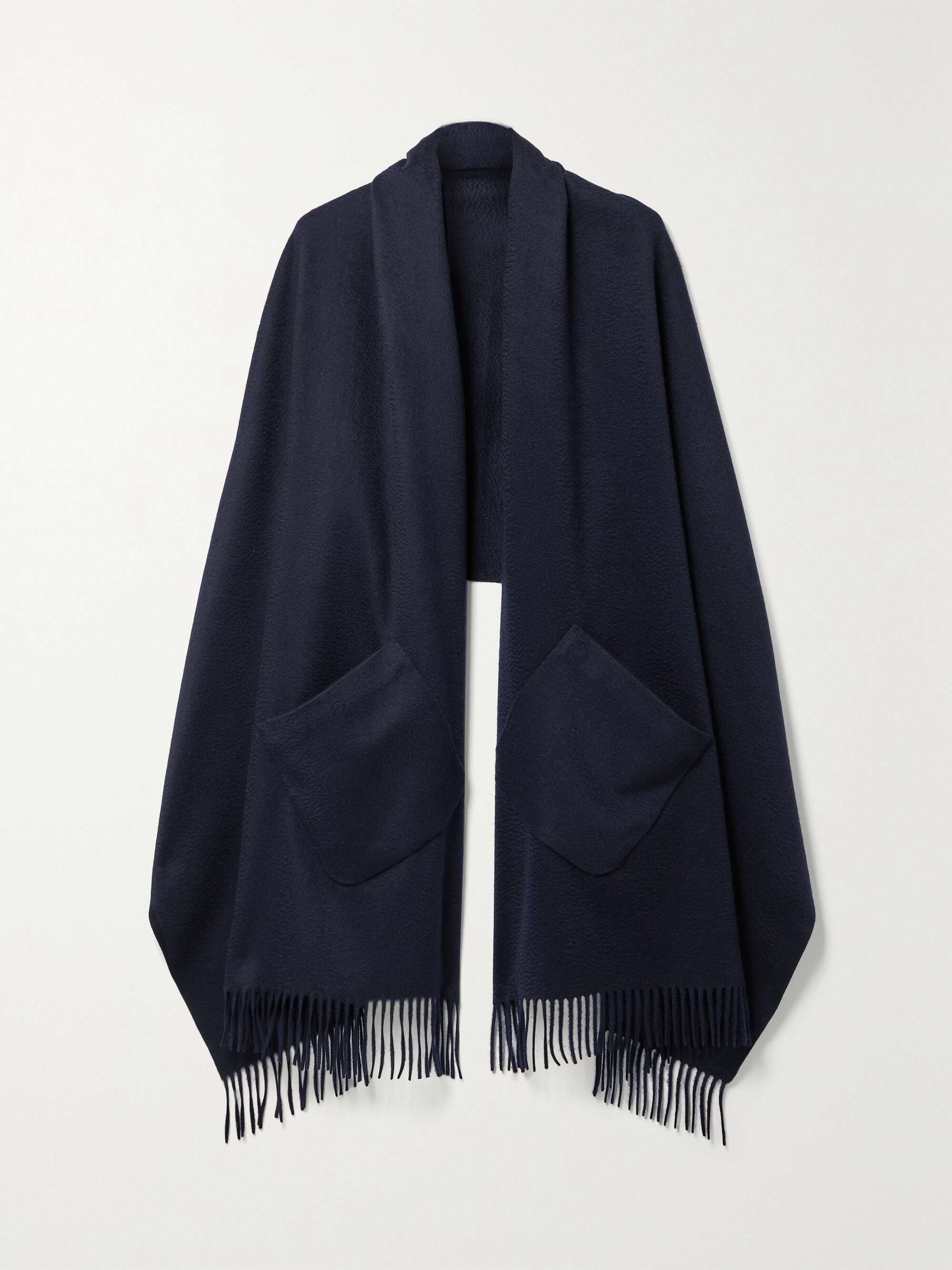 LORO PIANA Fringed suede-trimmed cashmere scarf | NET-A-PORTER