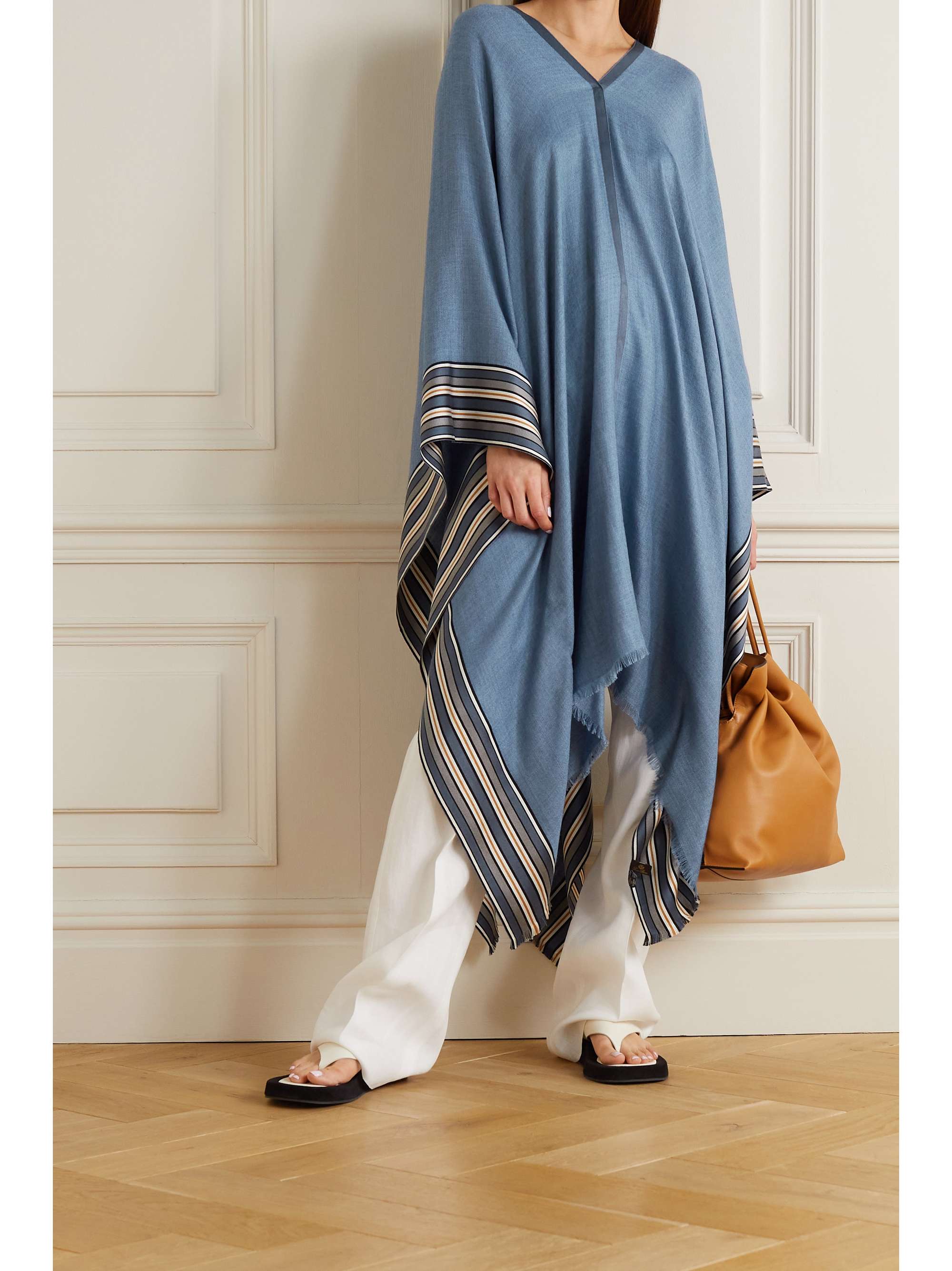 LORO PIANA The Suitcase Stripe silk and cashmere-blend poncho