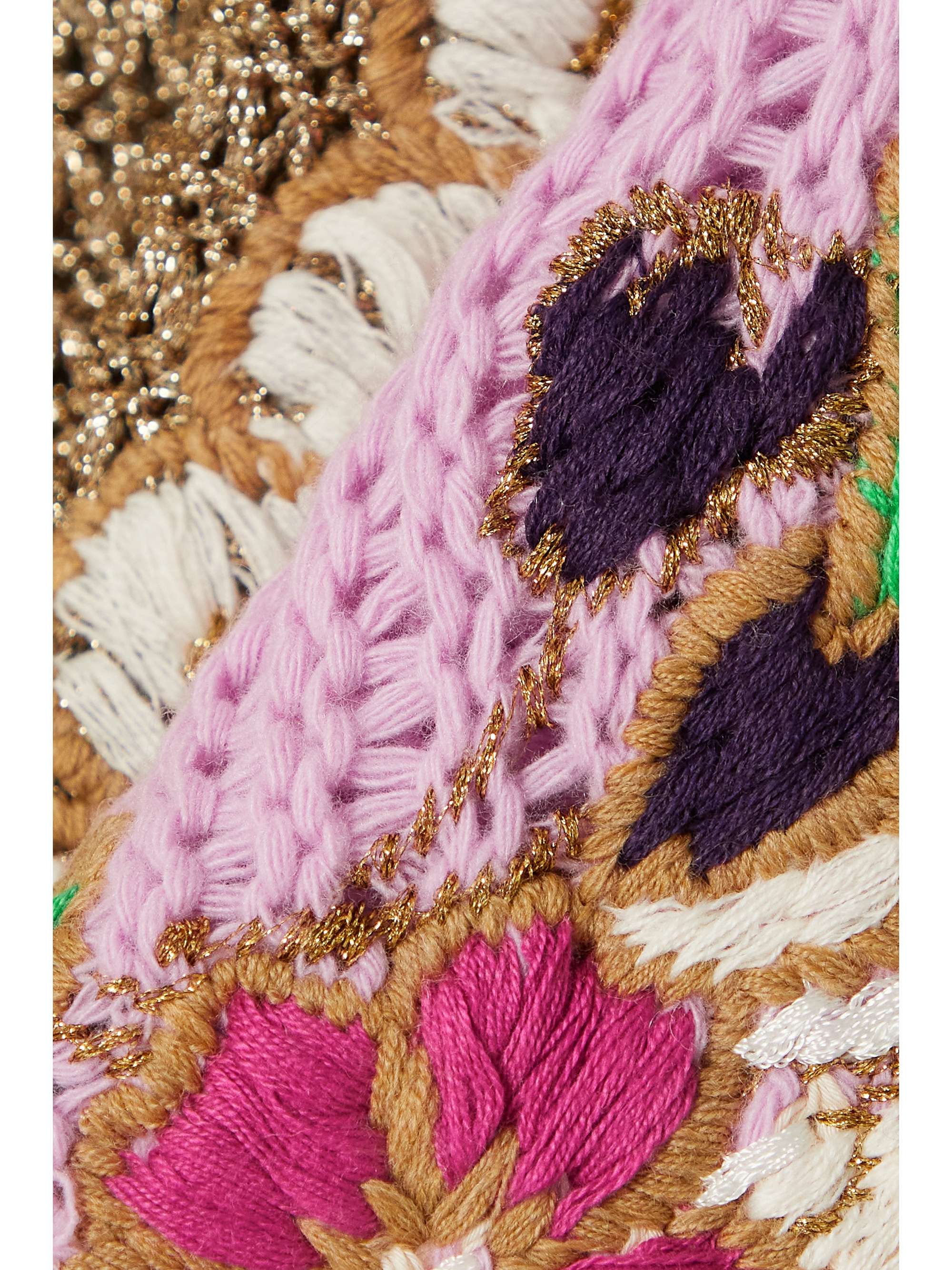 VALENTINO GARAVANI Metallic crocheted cotton poncho