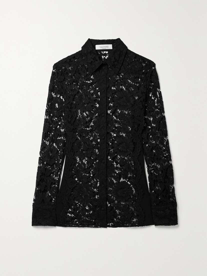 Valentino Garavani Jersey-paneled Corded Lace Shirt
