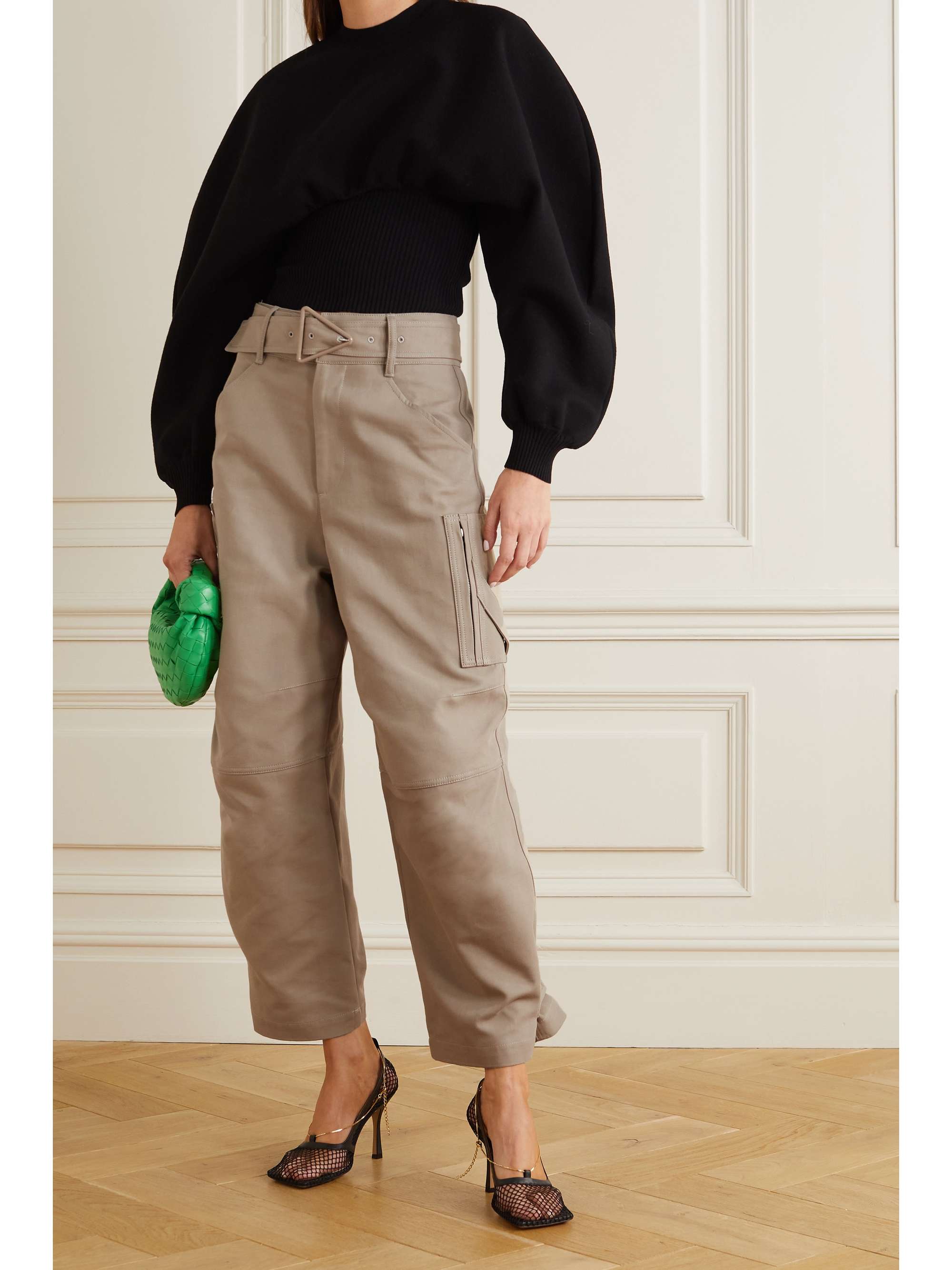 Beige Cotton-canvas wide-leg pants 