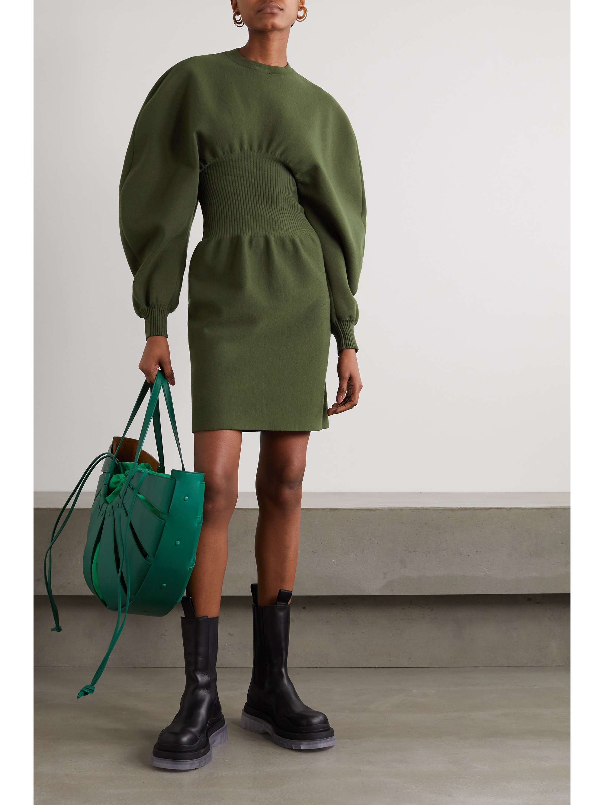 Váy mini pha trộn len của Bottega Veneta