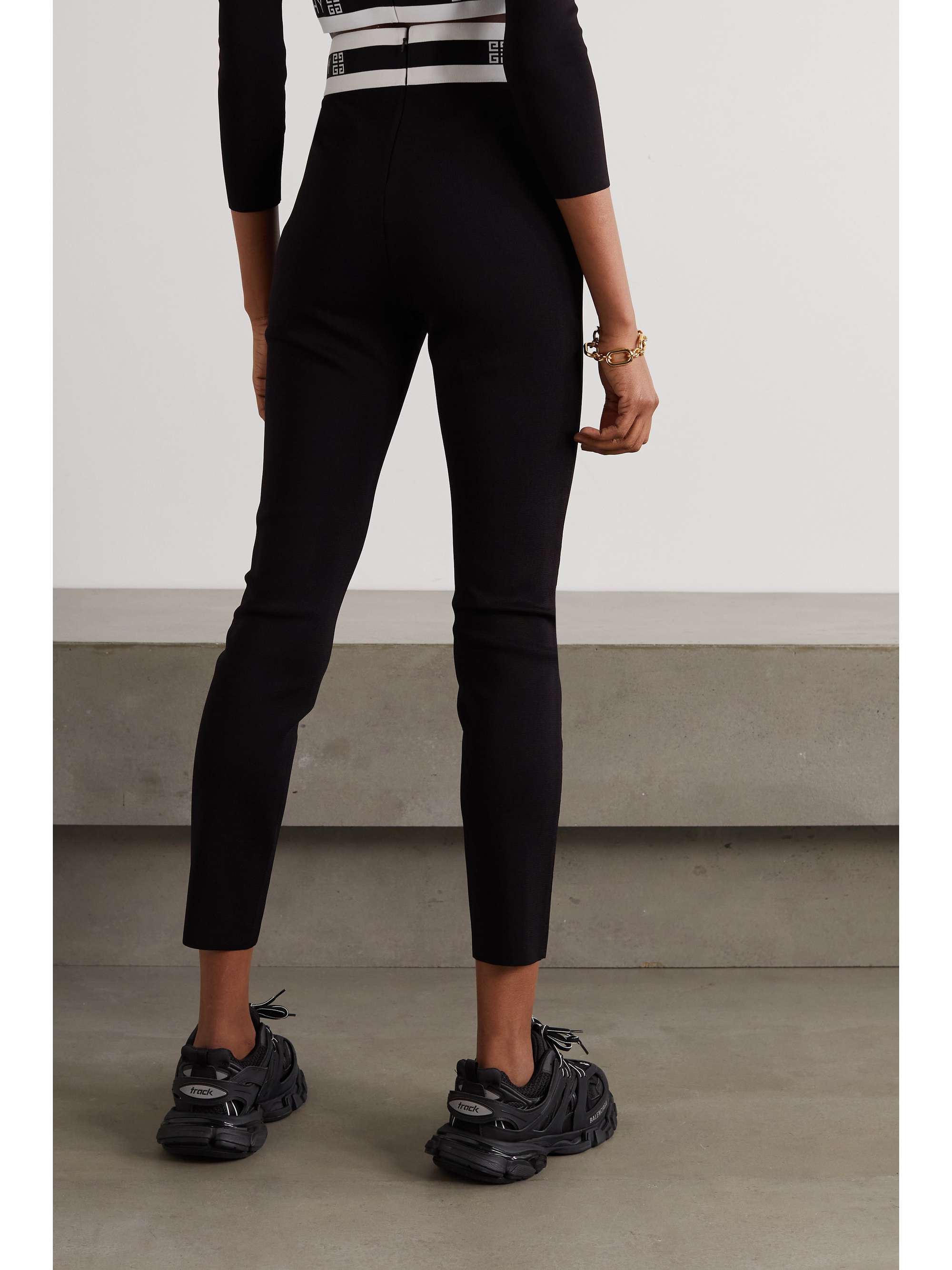 GIVENCHY Jacquard-trimmed jersey leggings