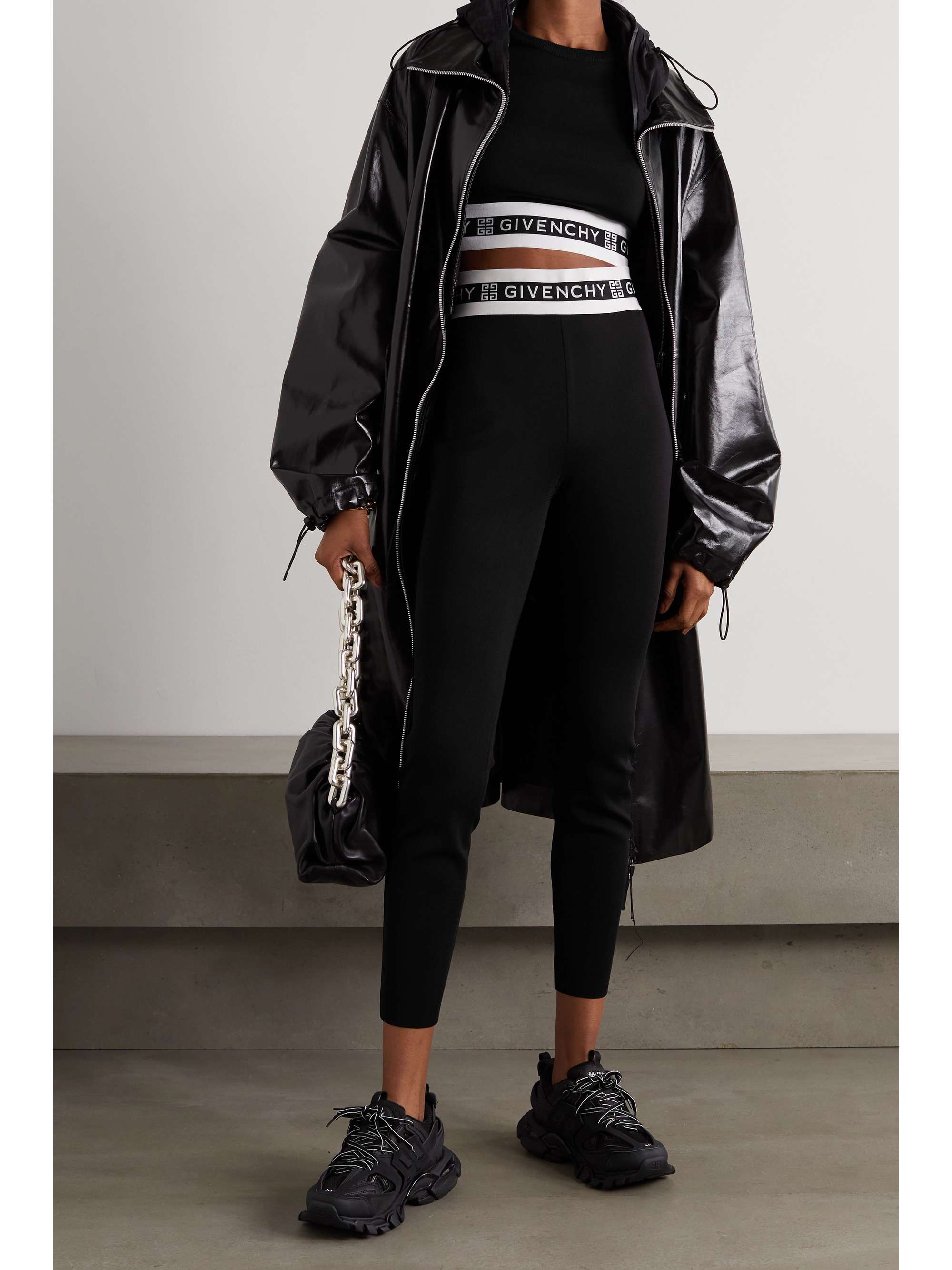 GIVENCHY Jacquard-trimmed jersey leggings