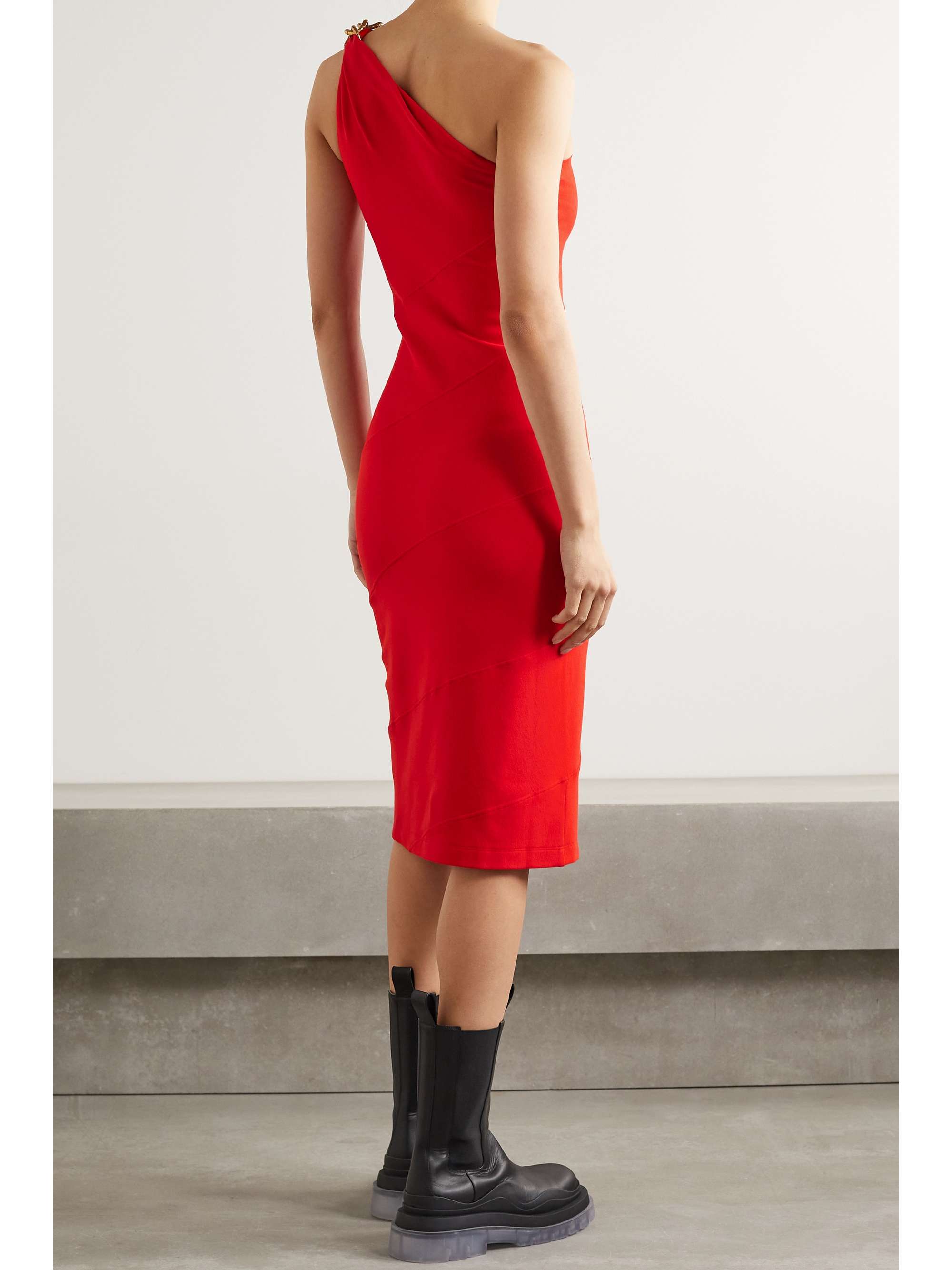 GIVENCHY One-shoulder chain-embellished stretch-jersey dress