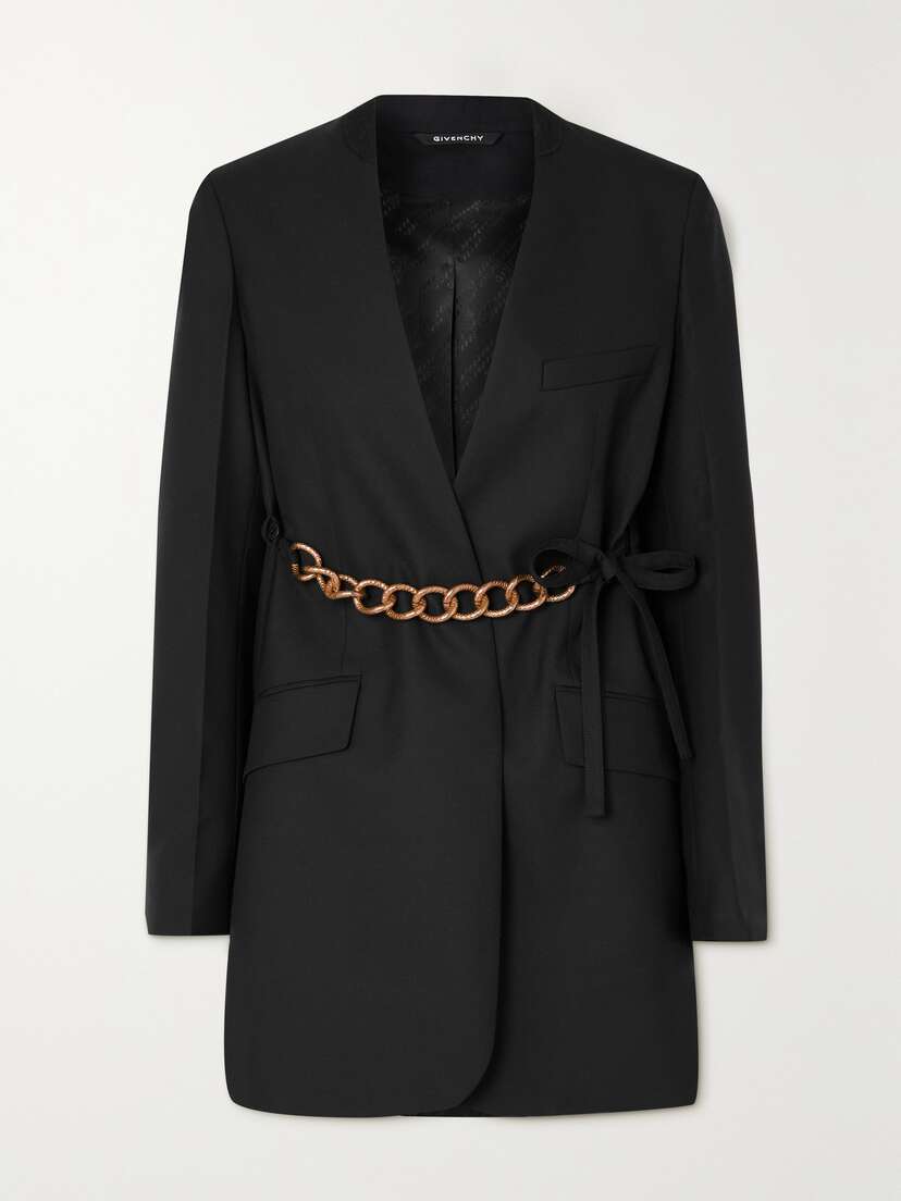 Givenchy Chain-embellished Wool Wrap Blazer