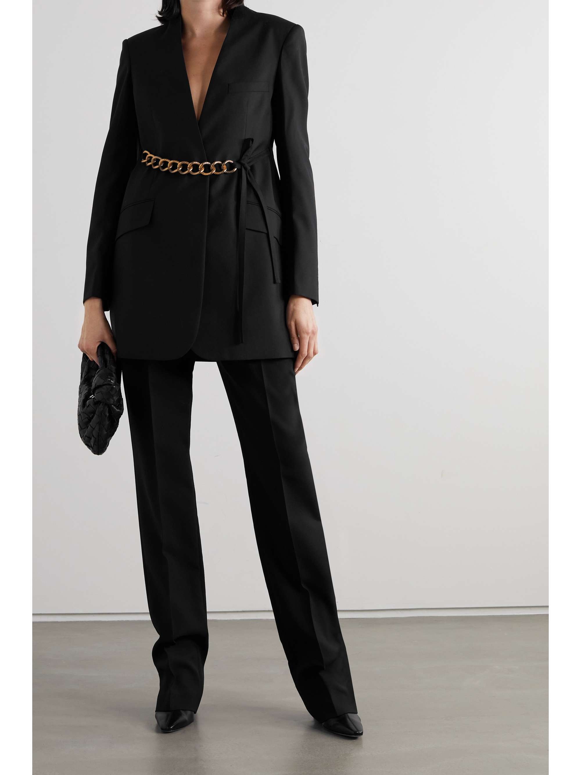 GIVENCHY Chain-embellished wool wrap blazer