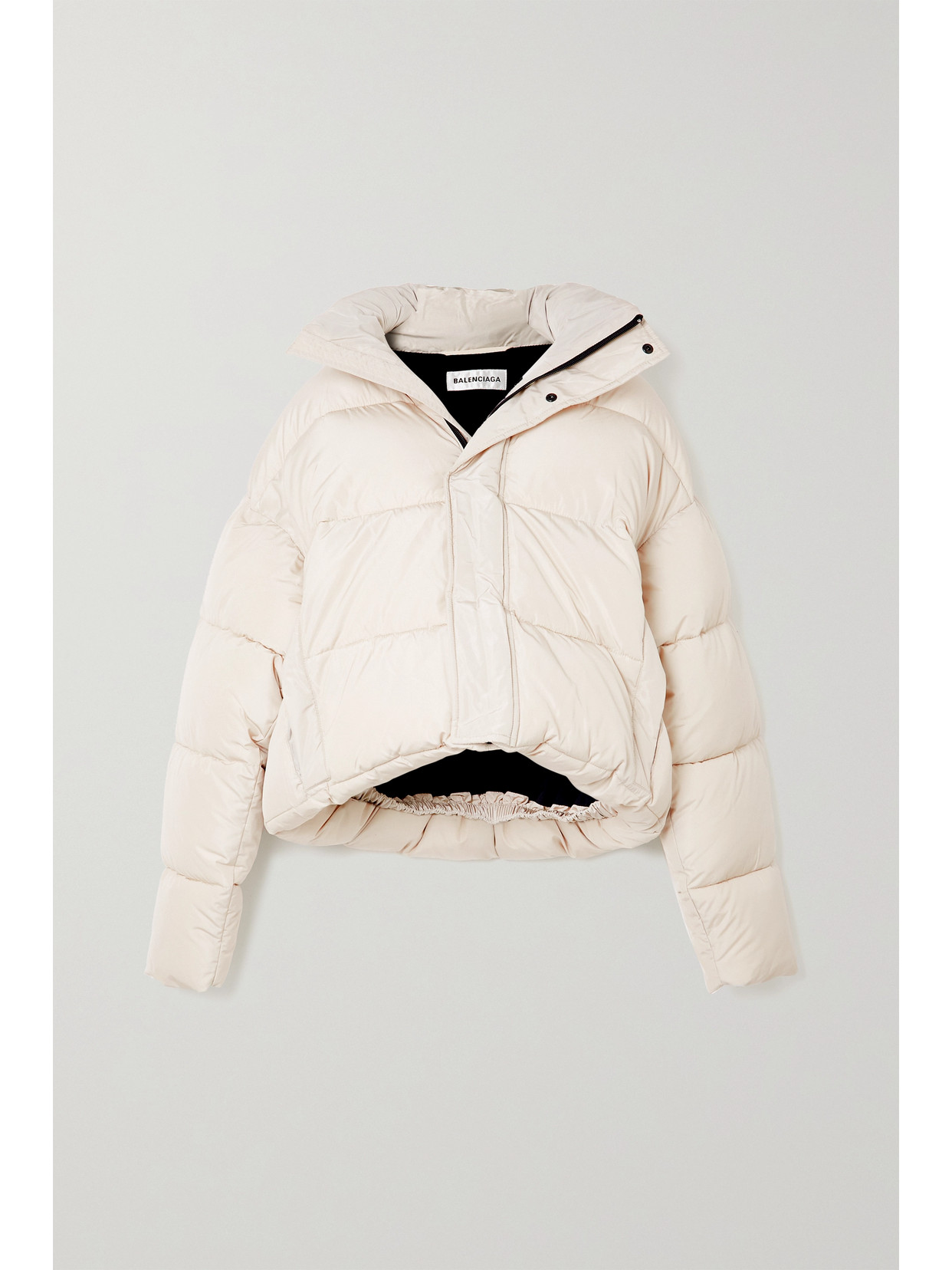 BALENCIAGA BB OVERSIZED CROPPED HOODED QUILTED SHELL JACKET