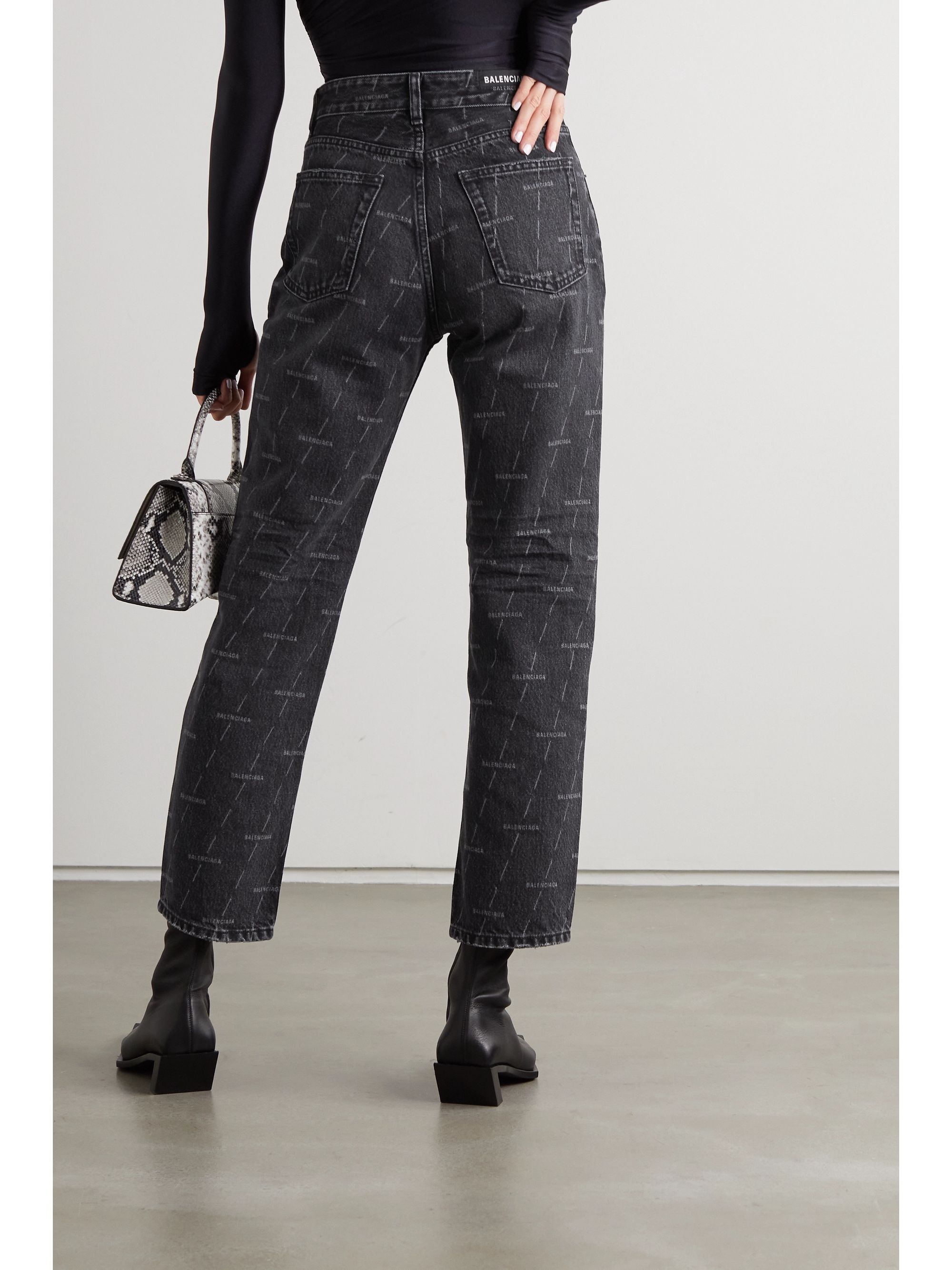 straight leg high waisted jeans black